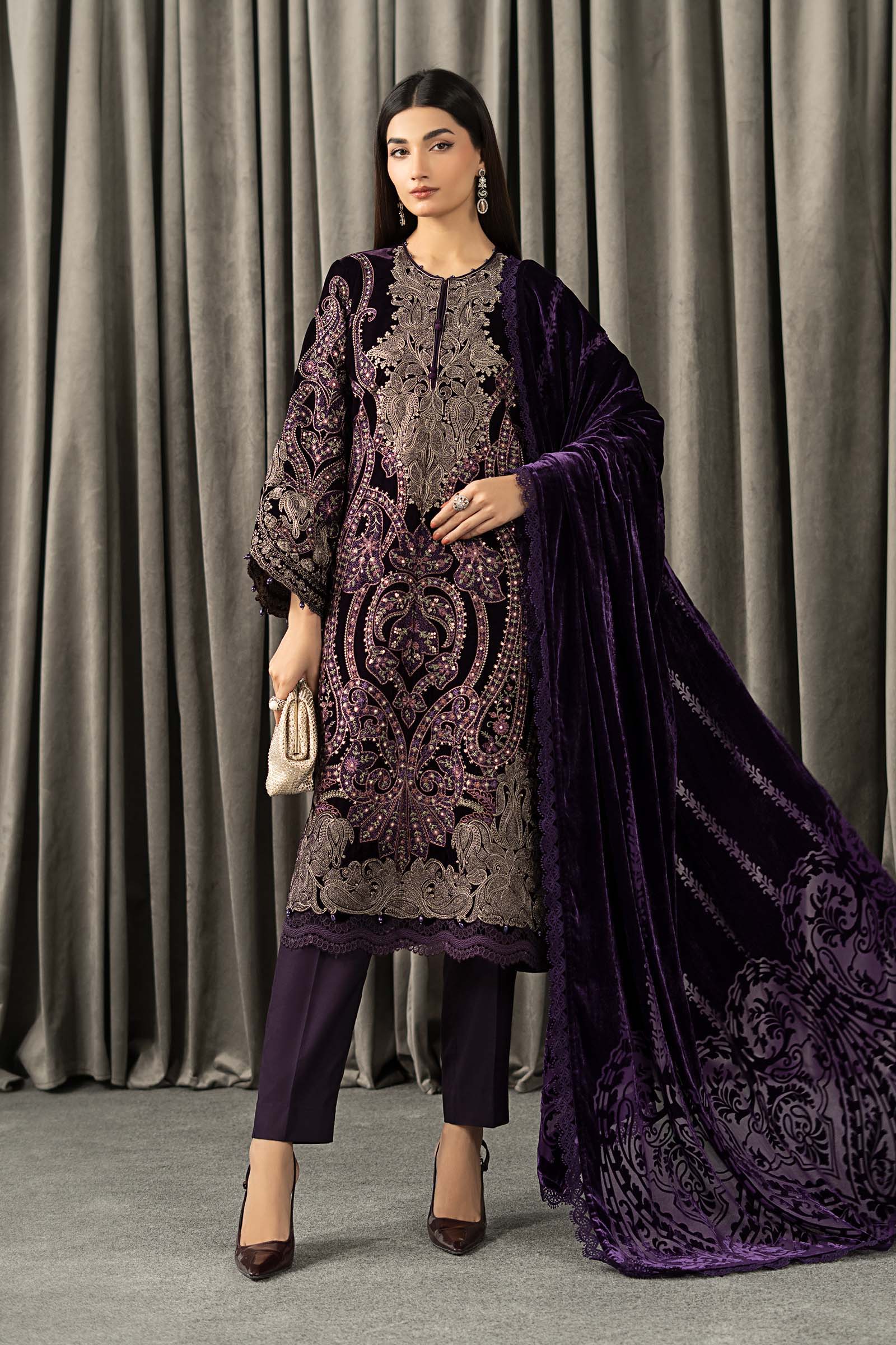 Maria B | Winter Luxe Pret 25 | WLS-1311-Purple - Official Maria B stockist in UK - Sakeena London
