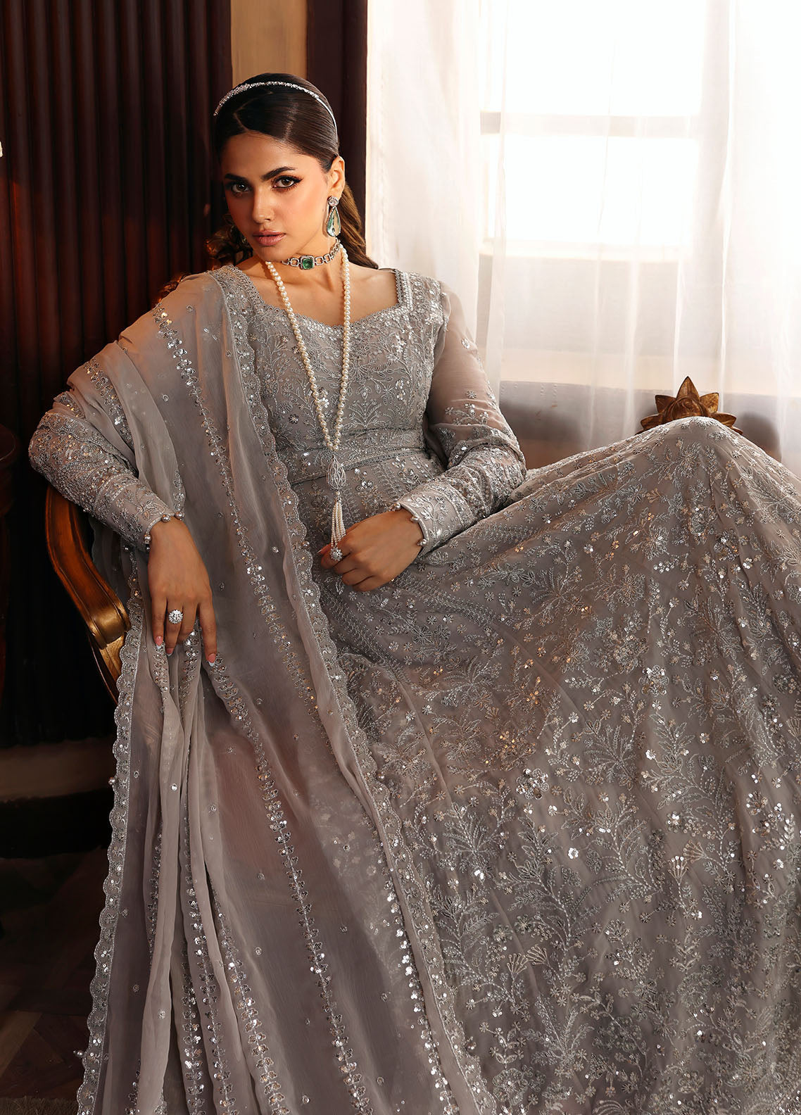 Gulaal | I Evayna Embroidered Chiffon | Sheyza - Official Gulaal stockist in UK - Sakeena London