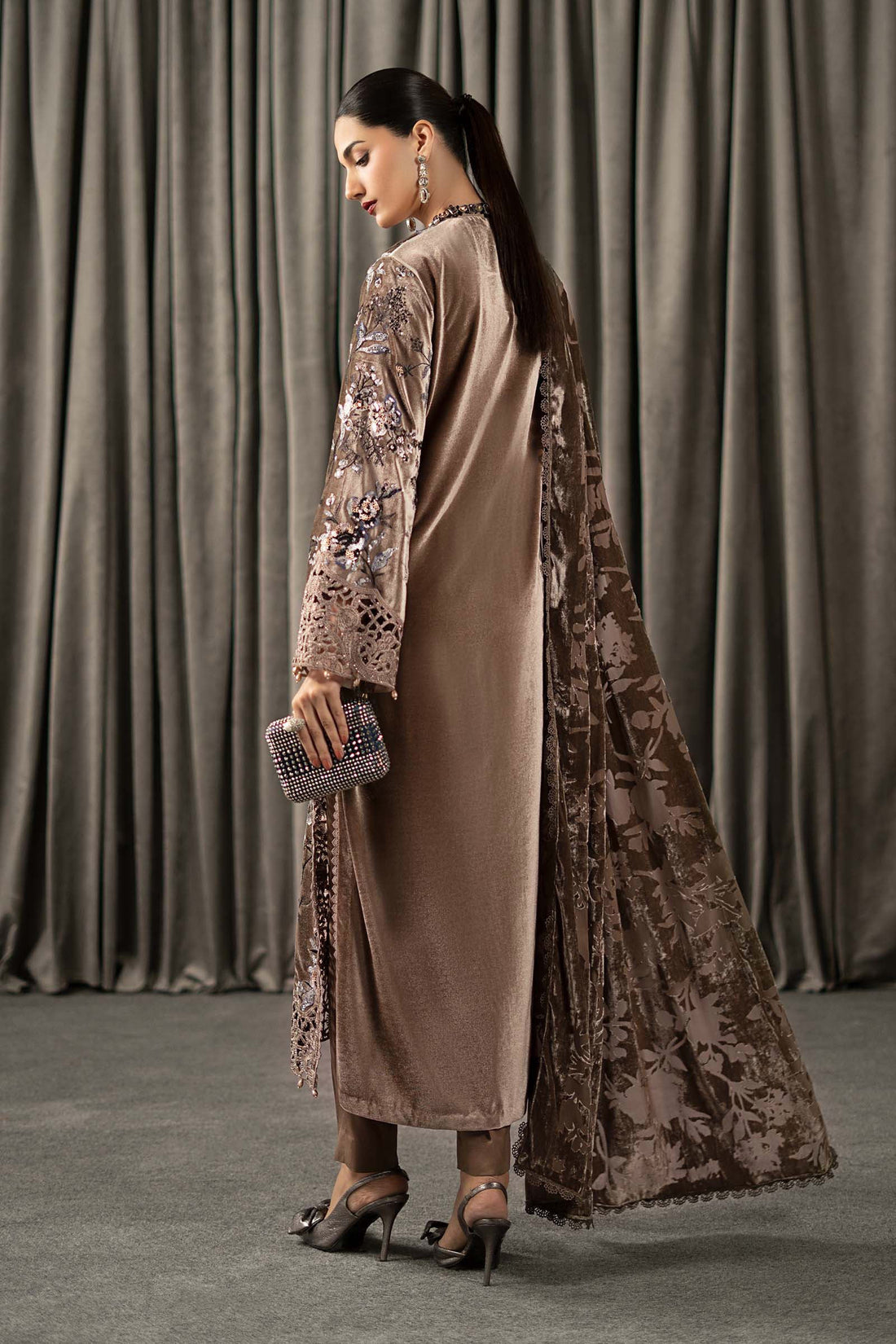 Maria B | Winter Luxe Pret 25 | WLS-1303-BEIGE - Official Maria B stockist in UK - Sakeena London