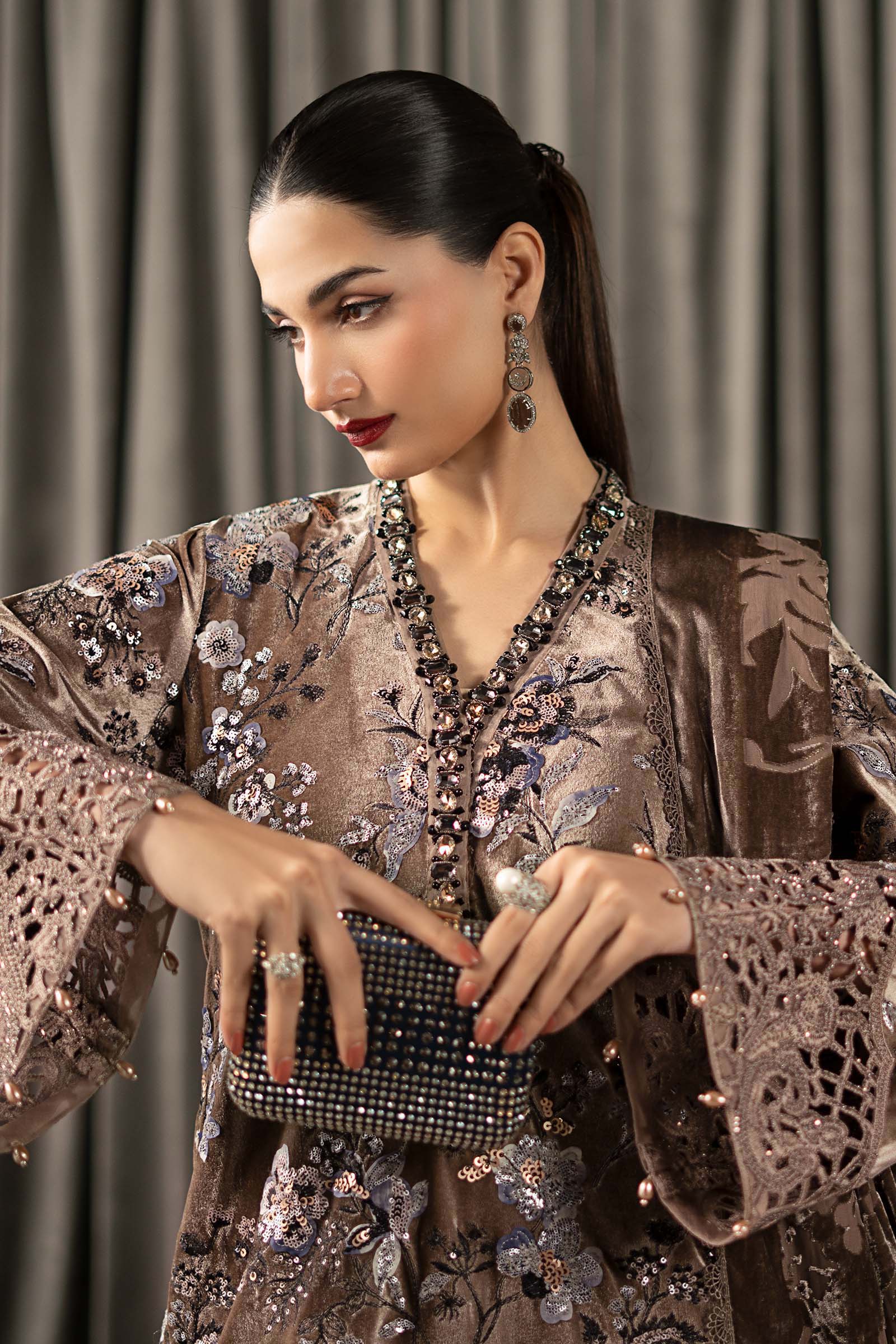 Maria B | Winter Luxe Pret 25 | WLS-1303-BEIGE - Official Maria B stockist in UK - Sakeena London