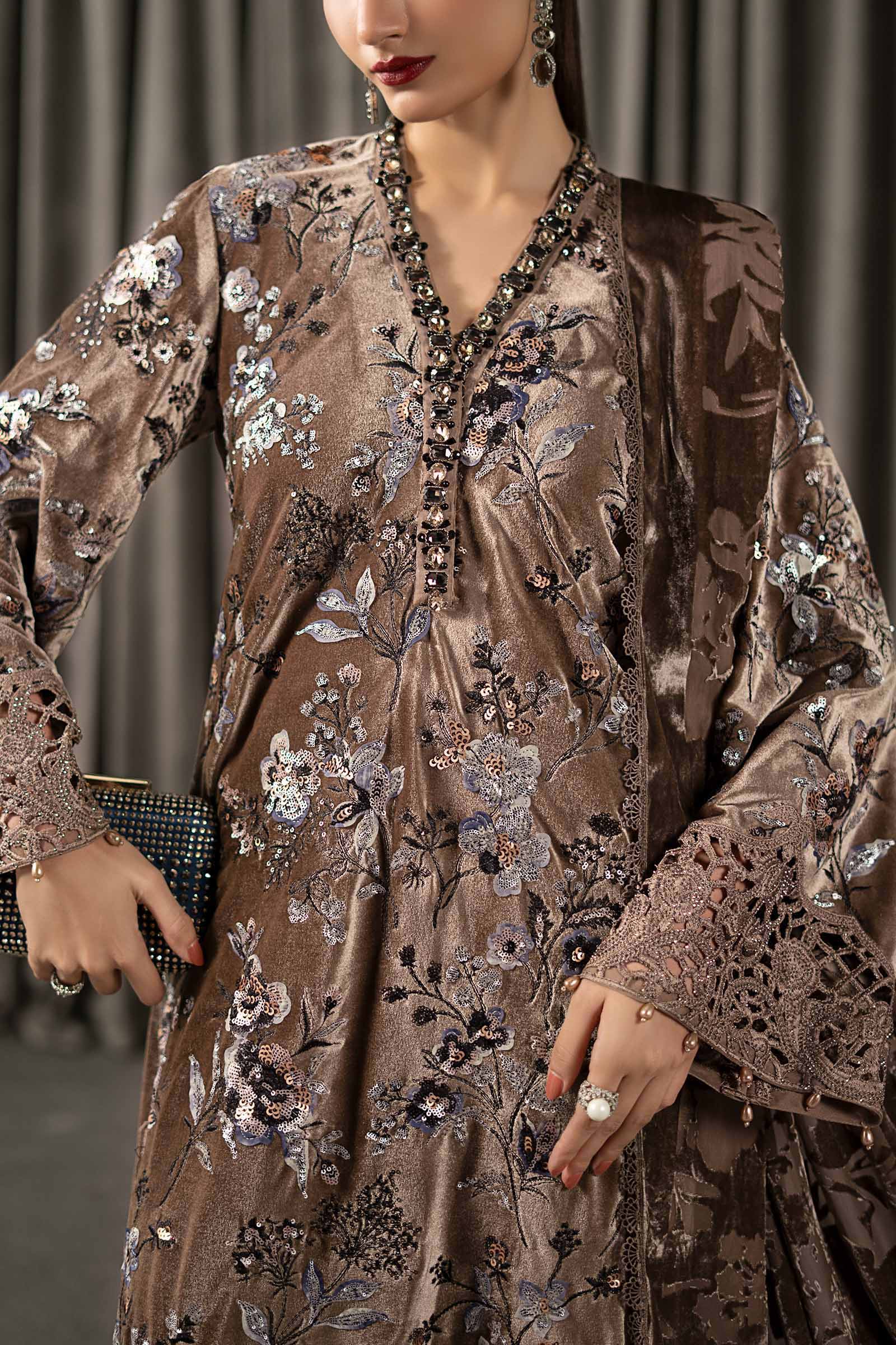 Maria B | Winter Luxe Pret 25 | WLS-1303-BEIGE - Official Maria B stockist in UK - Sakeena London
