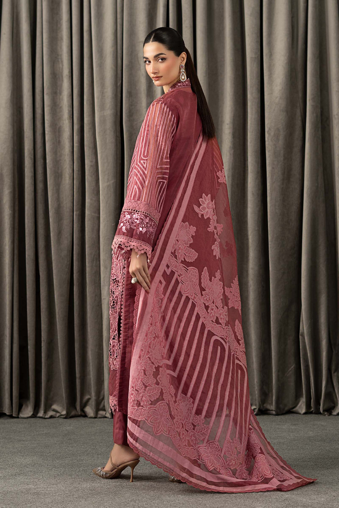 Maria B | Winter Luxe Pret 25 | WLS-1304-Ash Pink - Official Maria B stockist in UK - Sakeena London