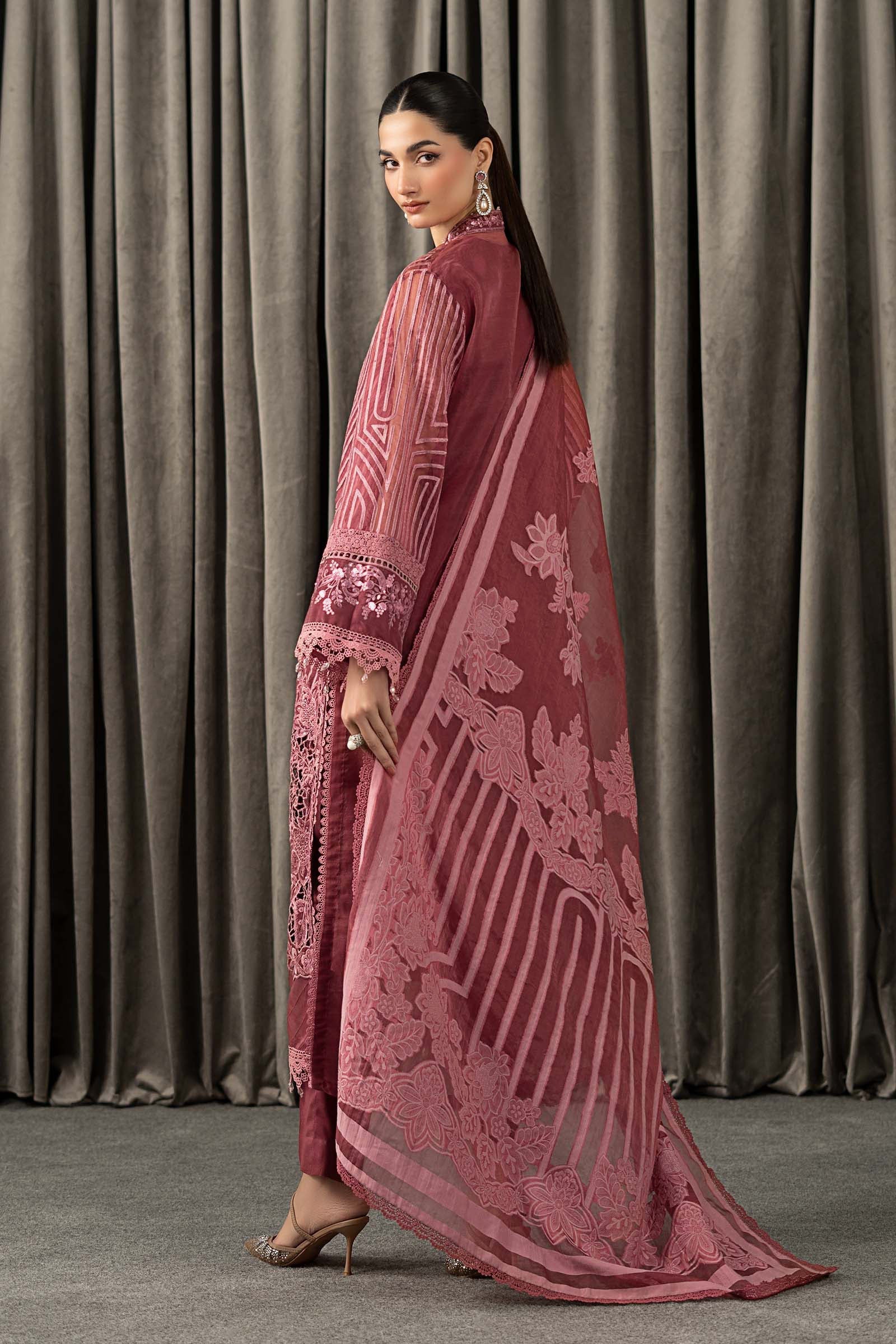 Maria B | Winter Luxe Pret 25 | WLS-1304-Ash Pink - Official Maria B stockist in UK - Sakeena London