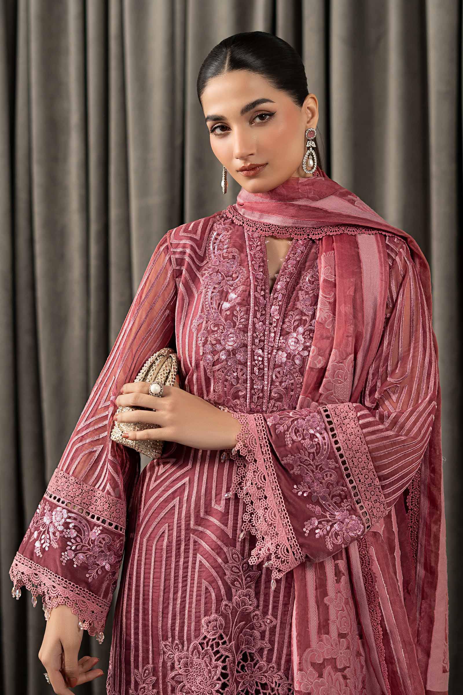 Maria B | Winter Luxe Pret 25 | WLS-1304-Ash Pink - Official Maria B stockist in UK - Sakeena London