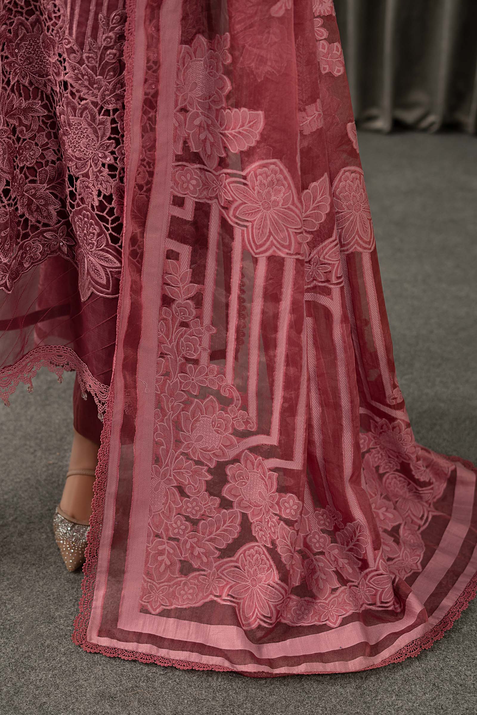 Maria B | Winter Luxe Pret 25 | WLS-1304-Ash Pink - Official Maria B stockist in UK - Sakeena London
