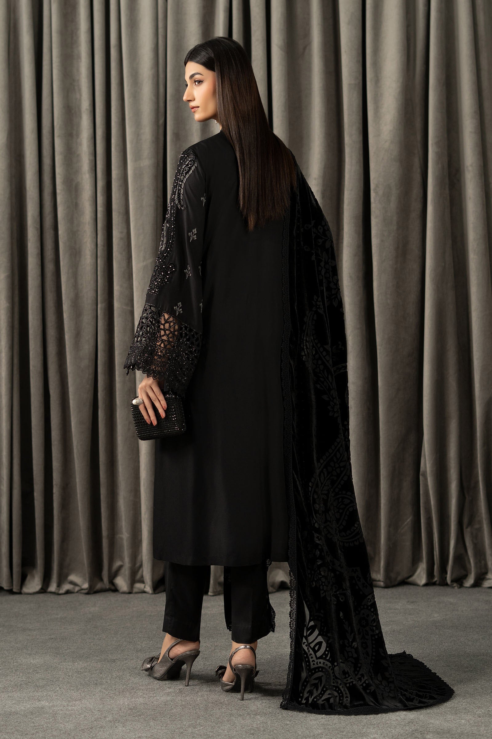 Maria B | Winter Luxe Pret 25 | WLS-1307-Black - Official Maria B stockist in UK - Sakeena London