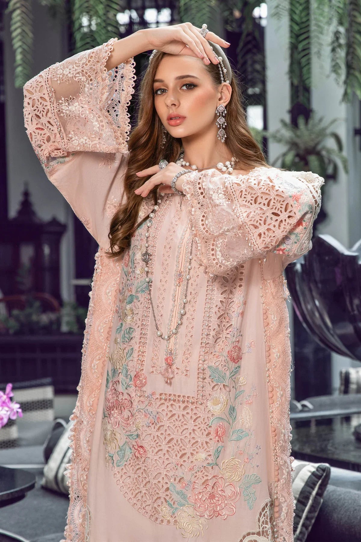 Maria B | Luxury Lawn | EL-23-07-Peach - Official Maria B stockist in UK - Sakeena London