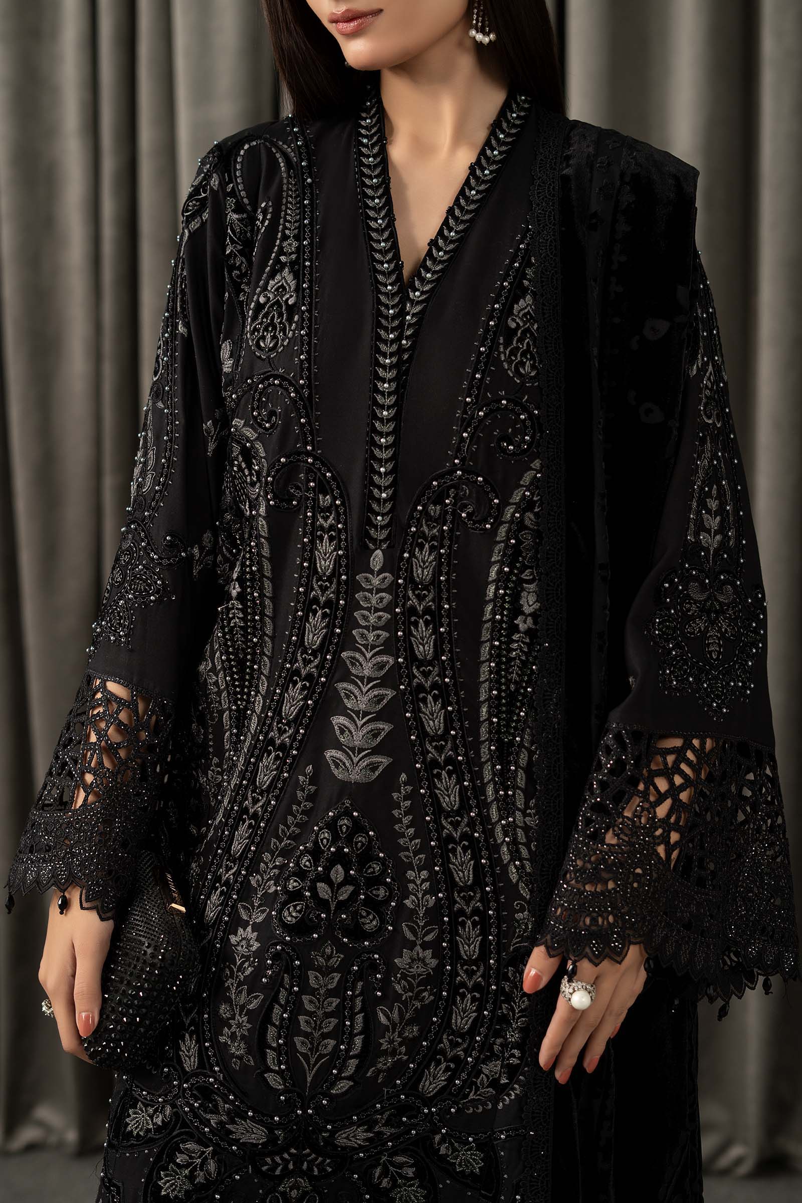 Maria B | Winter Luxe Pret 25 | WLS-1307-Black - Official Maria B stockist in UK - Sakeena London