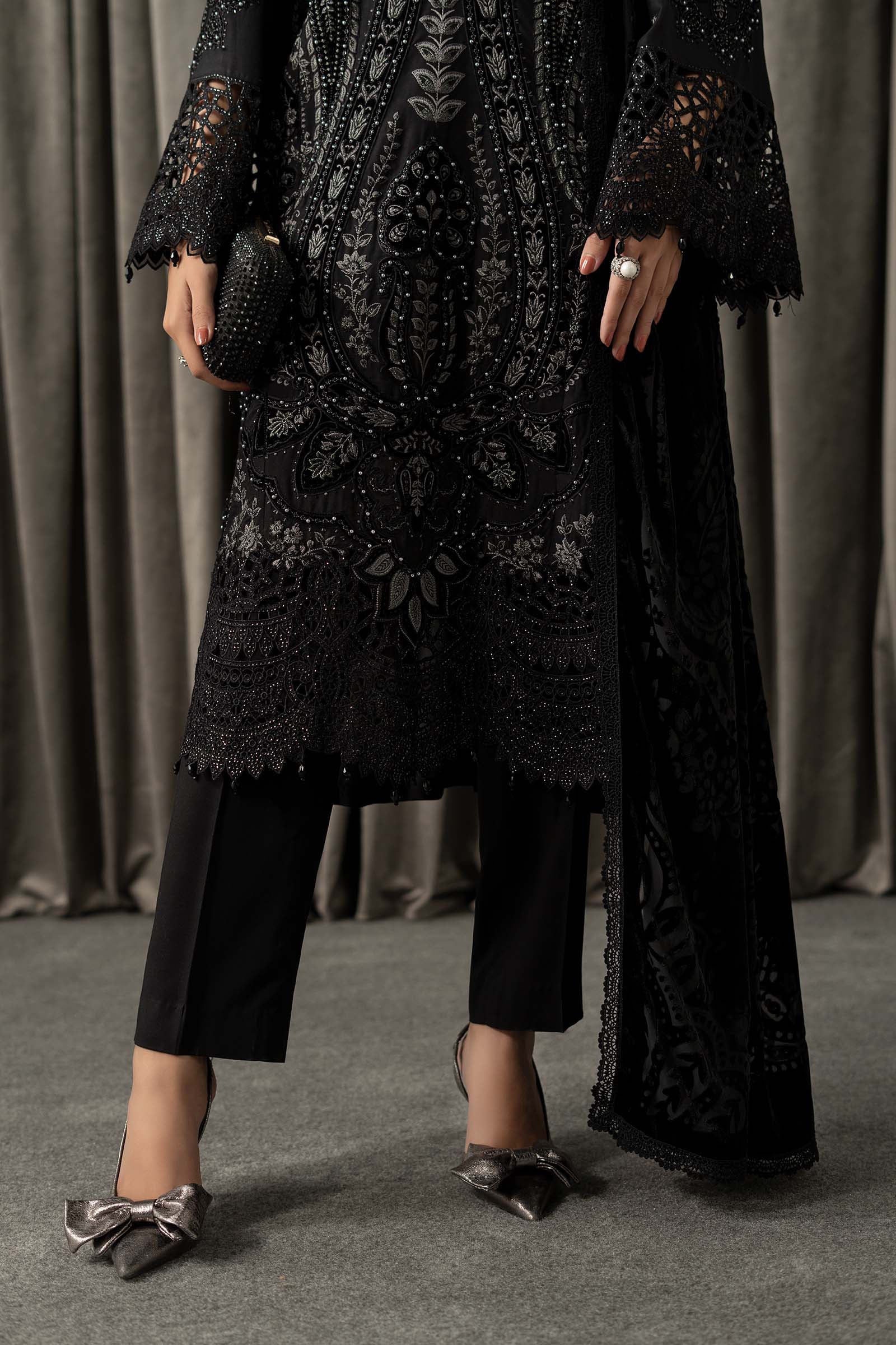 Maria B | Winter Luxe Pret 25 | WLS-1307-Black - Official Maria B stockist in UK - Sakeena London