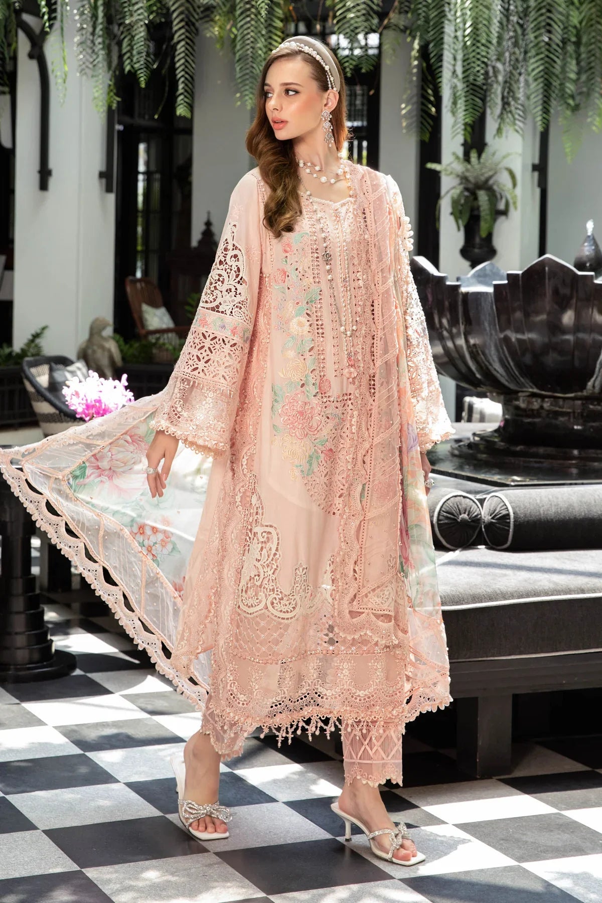 Maria B | Luxury Lawn | EL-23-07-Peach - Official Maria B stockist in UK - Sakeena London