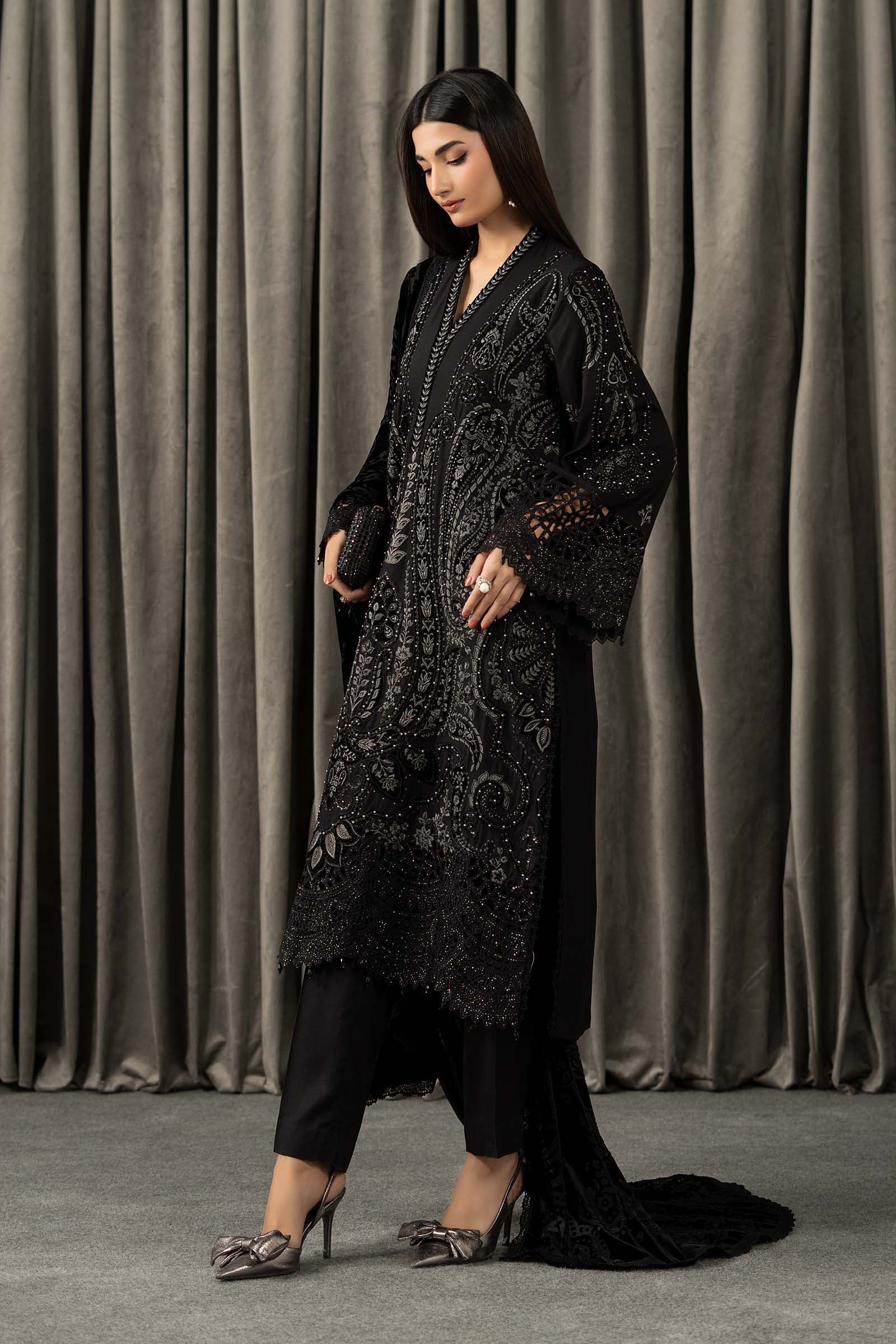 Maria B | Winter Luxe Pret 25 | WLS-1307-Black - Official Maria B stockist in UK - Sakeena London