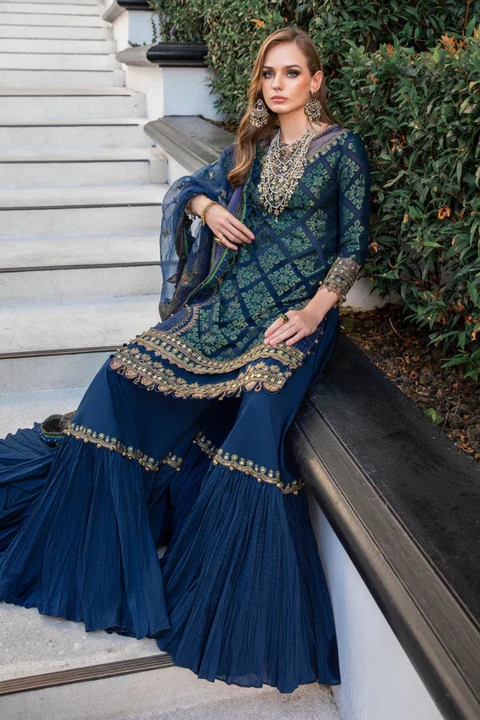 Maria B | Luxury Lawn | EL-23-08-Blue - Official Maria B stockist in UK - Sakeena London