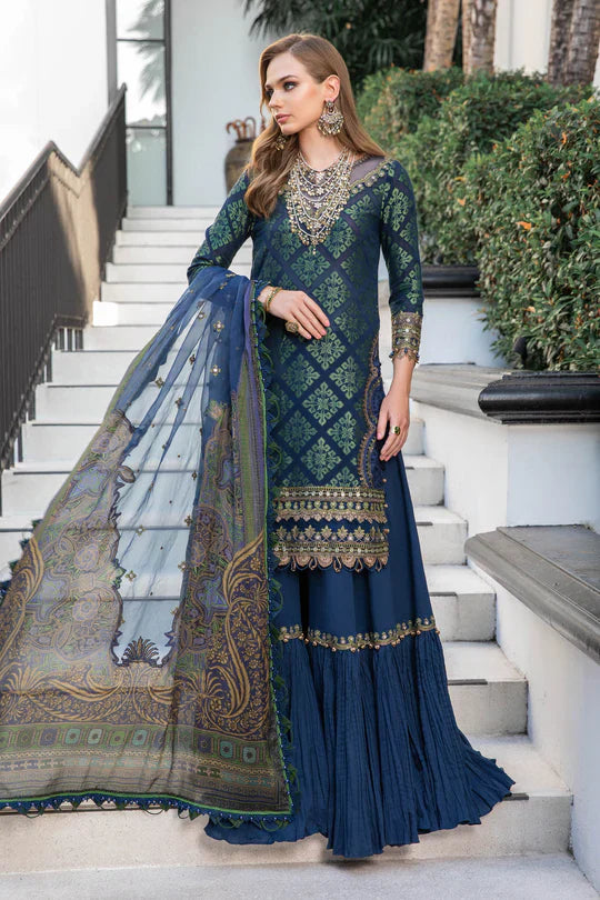 Maria B | Luxury Lawn | EL-23-08-Blue - Official Maria B stockist in UK - Sakeena London