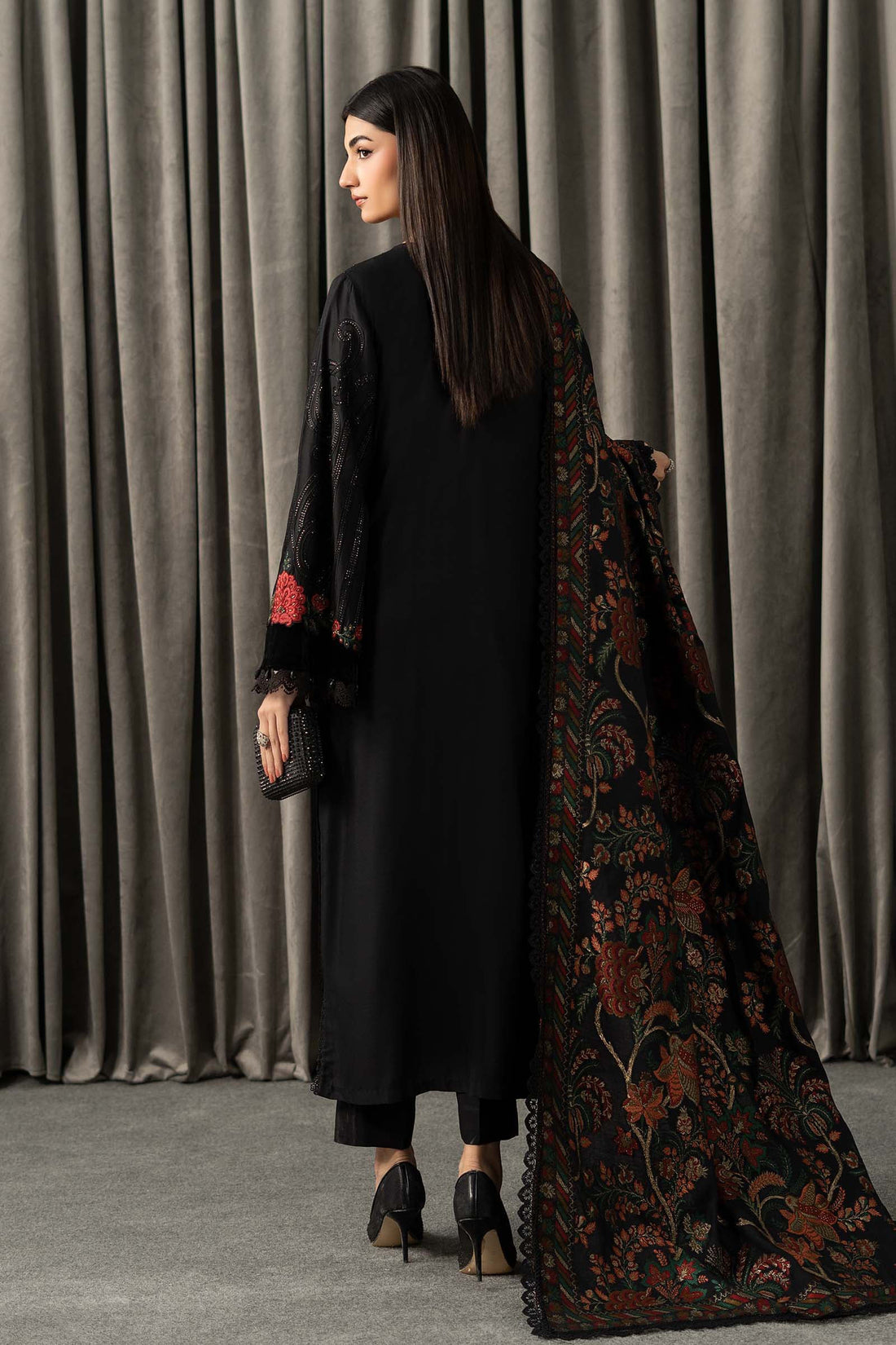 Maria B | Winter Luxe Pret 25 | WLS-1309-Black - Official Maria B stockist in UK - Sakeena London