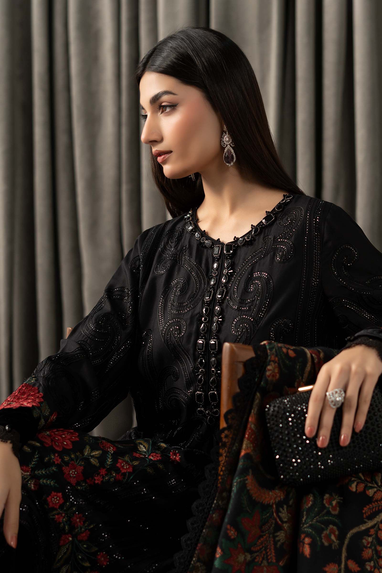 Maria B | Winter Luxe Pret 25 | WLS-1309-Black - Official Maria B stockist in UK - Sakeena London