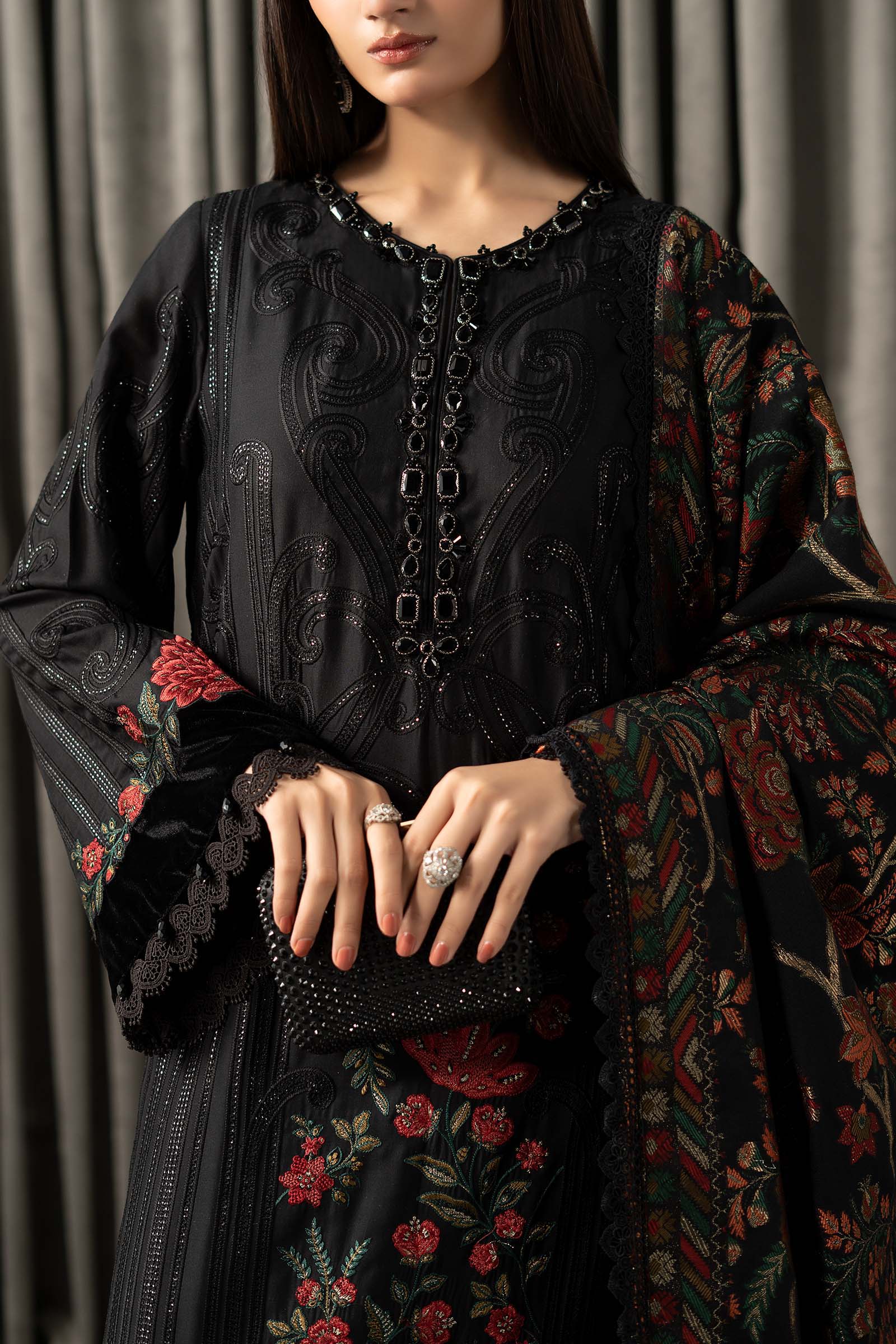 Maria B | Winter Luxe Pret 25 | WLS-1309-Black - Official Maria B stockist in UK - Sakeena London