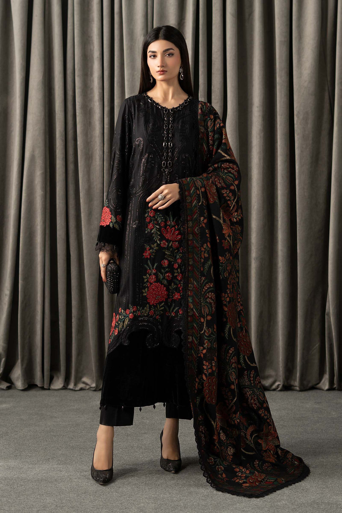 Maria B | Winter Luxe Pret 25 | WLS-1309-Black - Official Maria B stockist in UK - Sakeena London