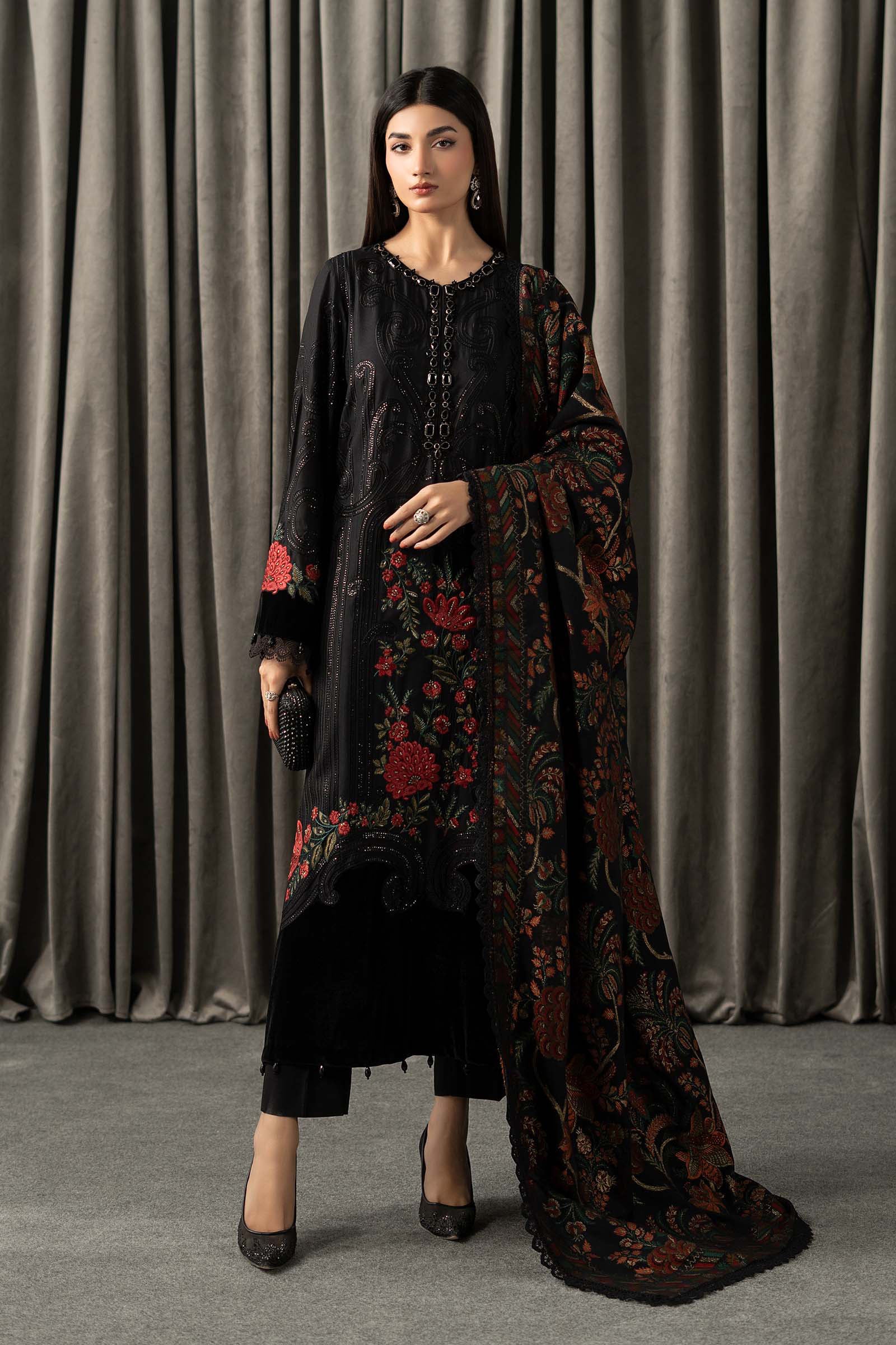 Maria B | Winter Luxe Pret 25 | WLS-1309-Black - Official Maria B stockist in UK - Sakeena London