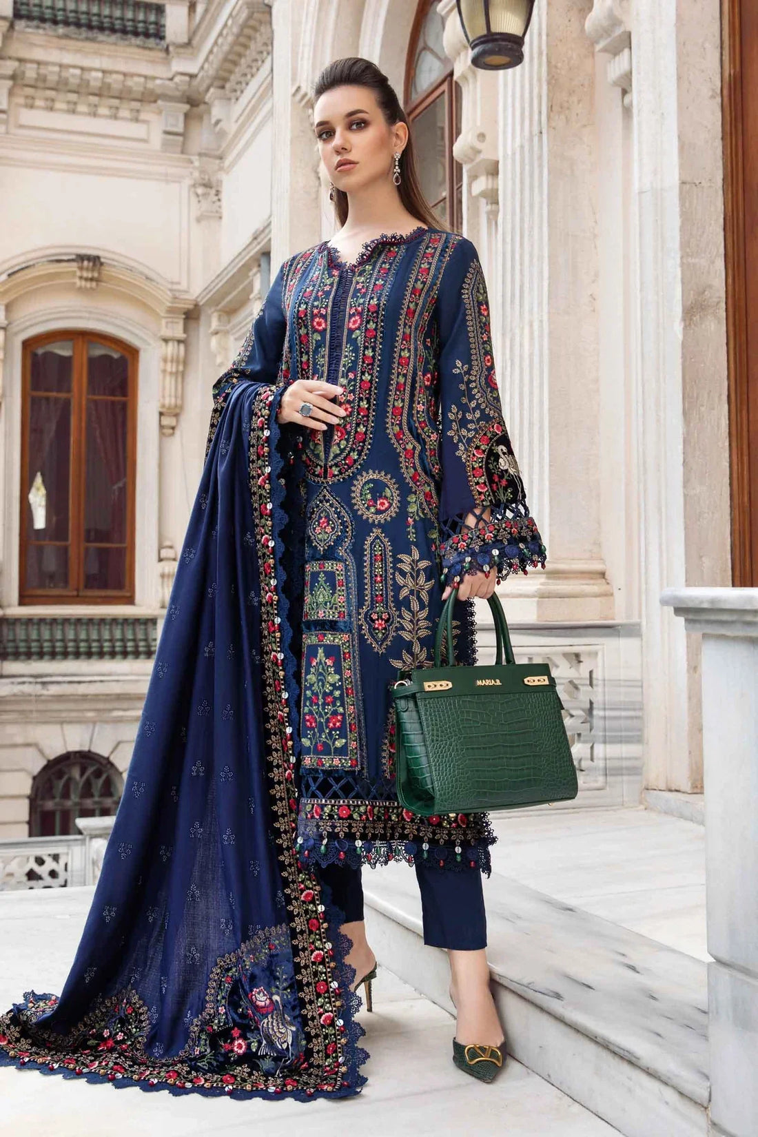 Maria B | Linen 23 | Navy Blue DL-1109 - Official Maria B stockist in UK - Sakeena London