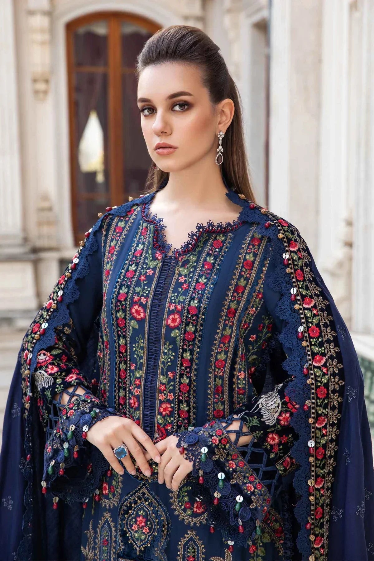 Maria B | Linen 23 | Navy Blue DL-1109 - Official Maria B stockist in UK - Sakeena London