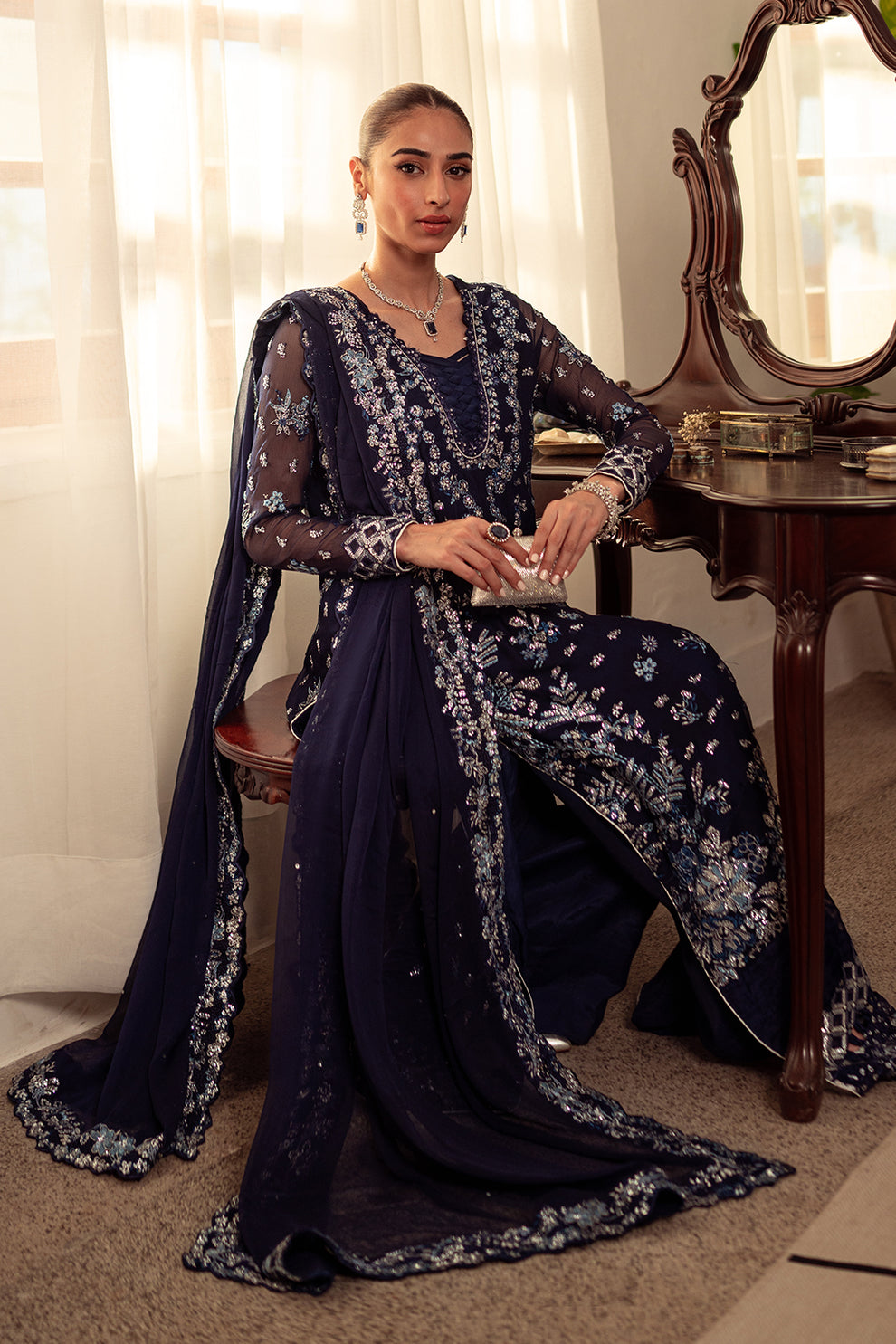 Neeshay | Dastaan Luxury Chiffon | Neelam - Official Neeshay stockist in UK - Sakeena London