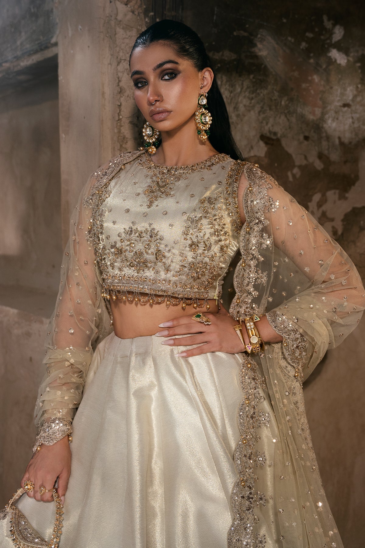 Mina Kashif | Virsa Wedding Formals | Mehreen-Dull Gold - Official Mina Kashif stockist in UK - Sakeena London