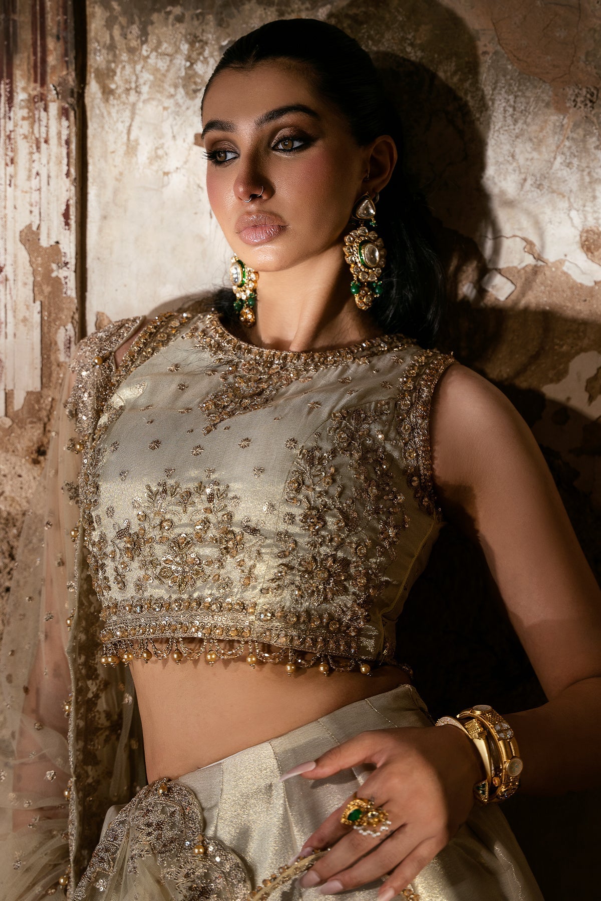 Mina Kashif | Virsa Wedding Formals | Mehreen-Dull Gold - Official Mina Kashif stockist in UK - Sakeena London