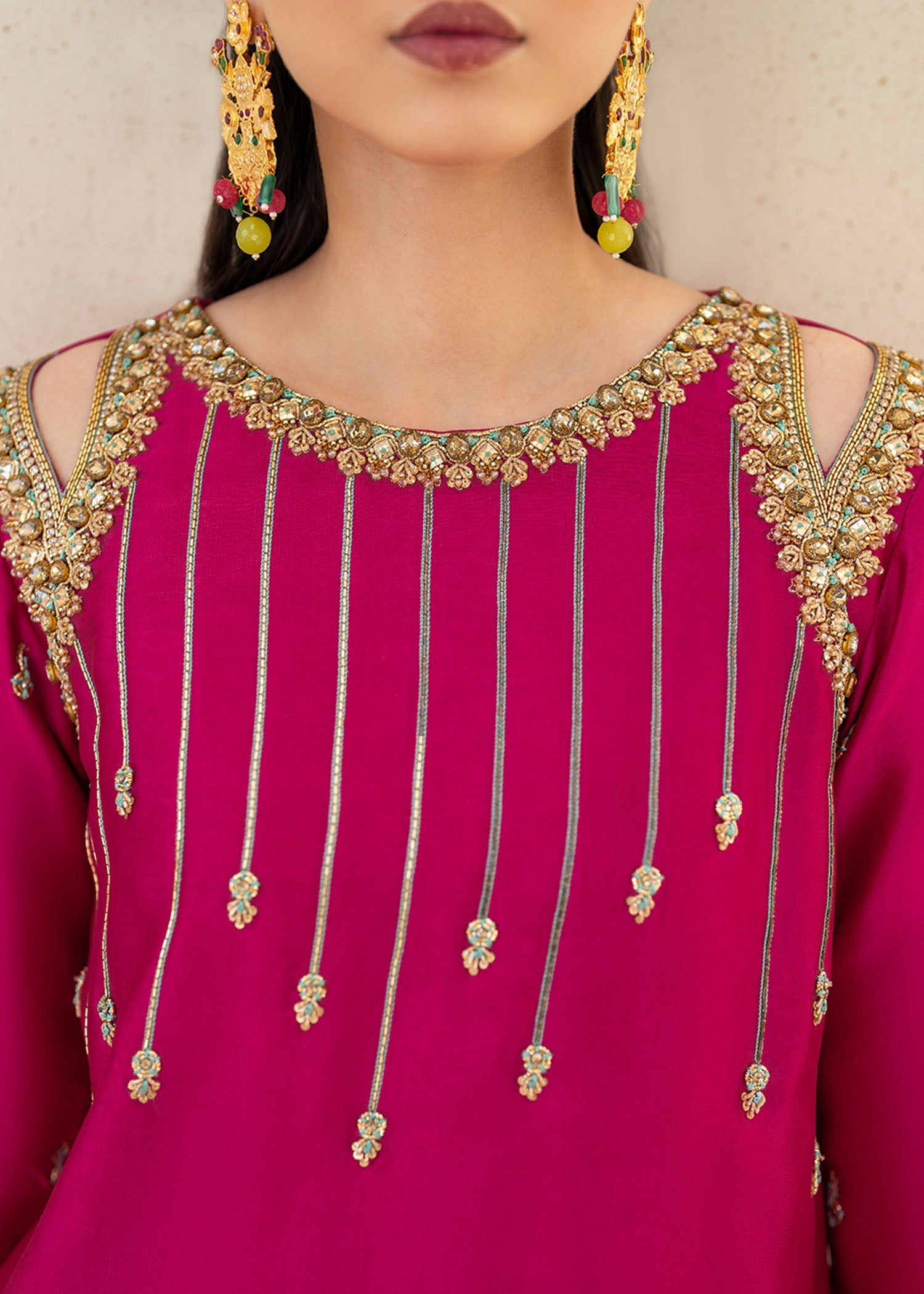 Dastoor | Maahi Luxury Pret 25 | Fuchsia Rose - Official Dastoor stockist in UK - Sakeena London