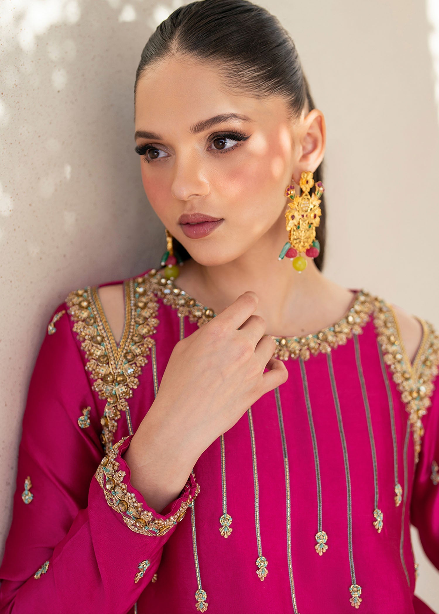 Dastoor | Maahi Luxury Pret 25 | Fuchsia Rose - Official Dastoor stockist in UK - Sakeena London