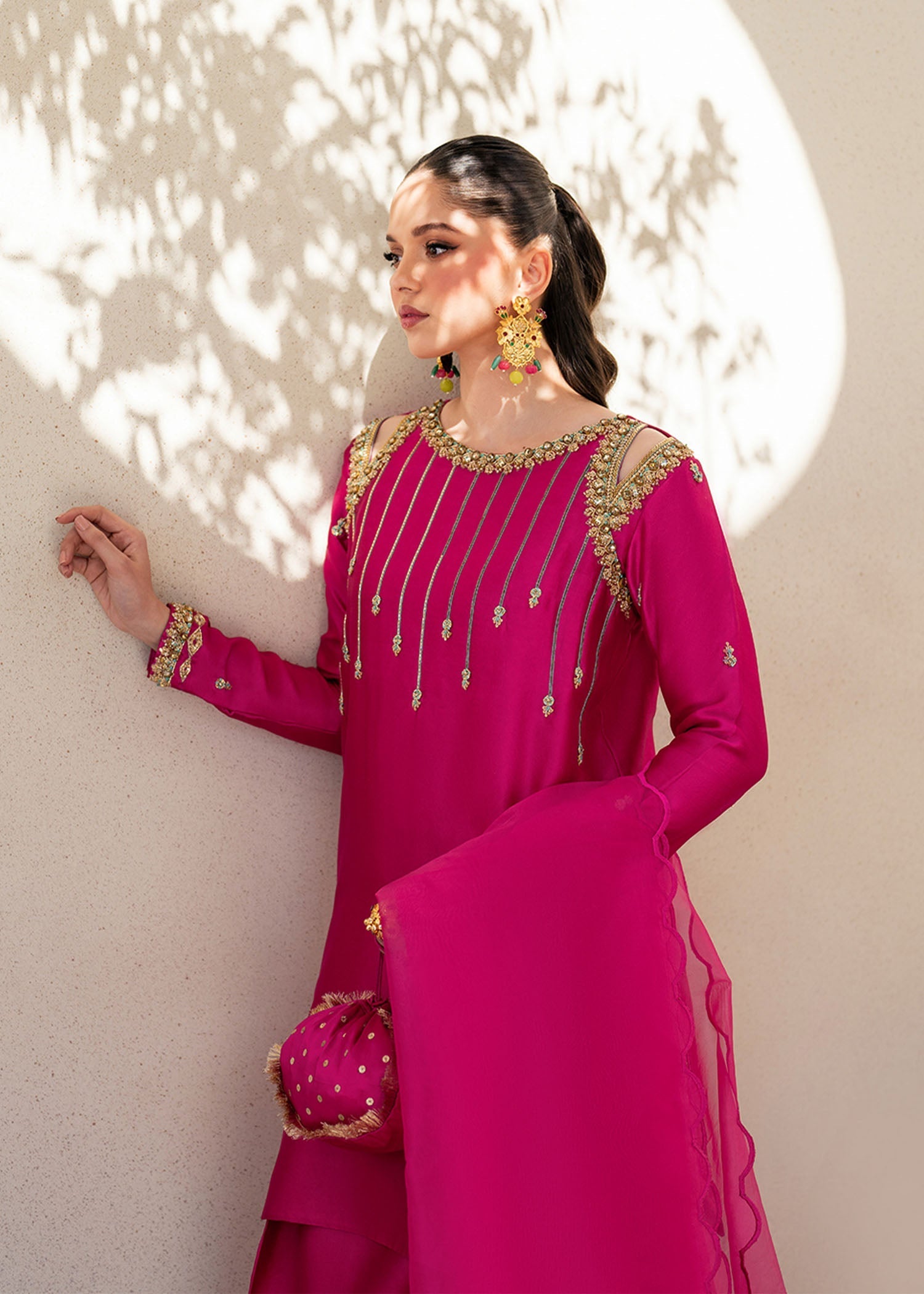 Dastoor | Maahi Luxury Pret 25 | Fuchsia Rose - Official Dastoor stockist in UK - Sakeena London