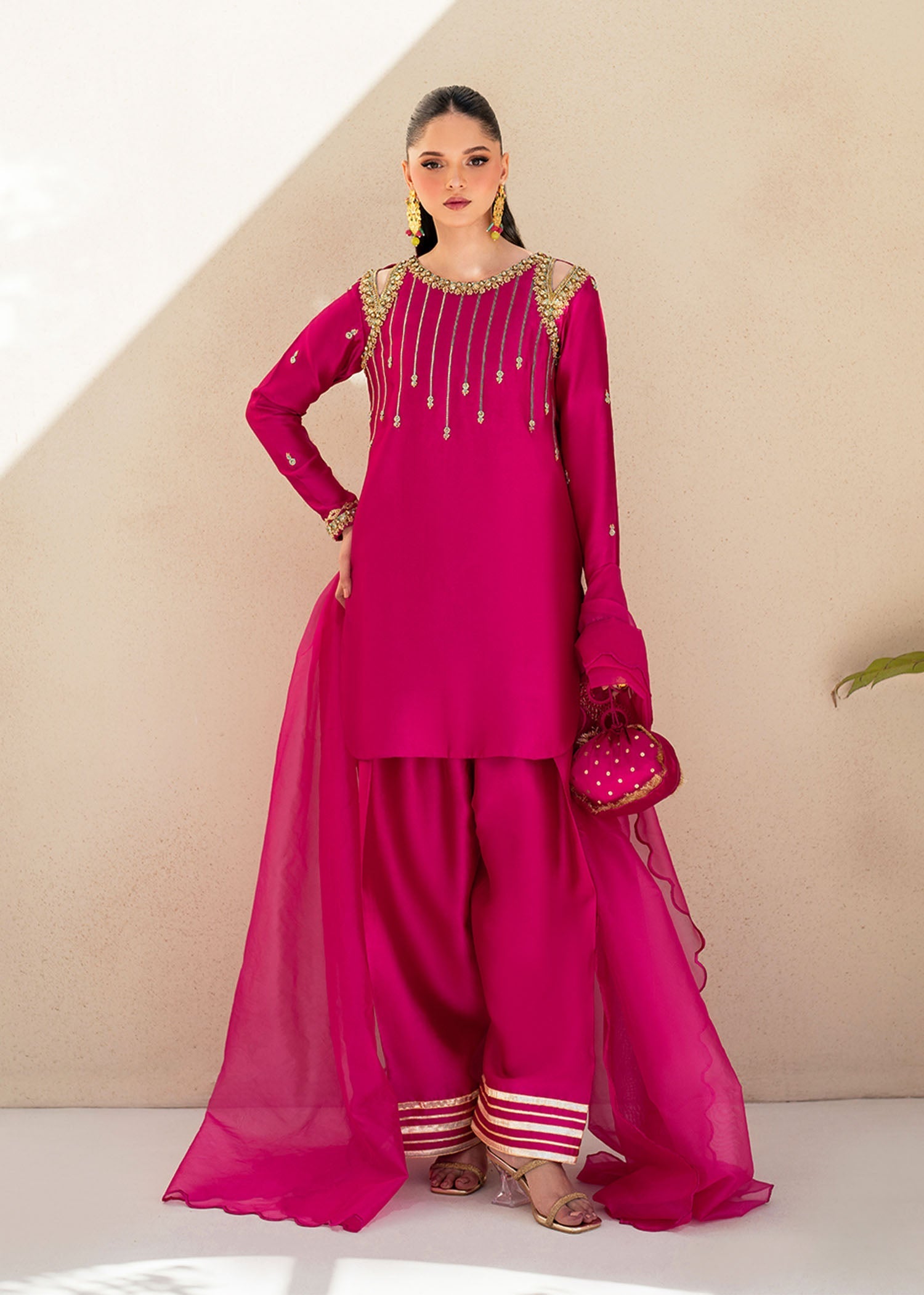 Dastoor | Maahi Luxury Pret 25 | Fuchsia Rose - Official Dastoor stockist in UK - Sakeena London