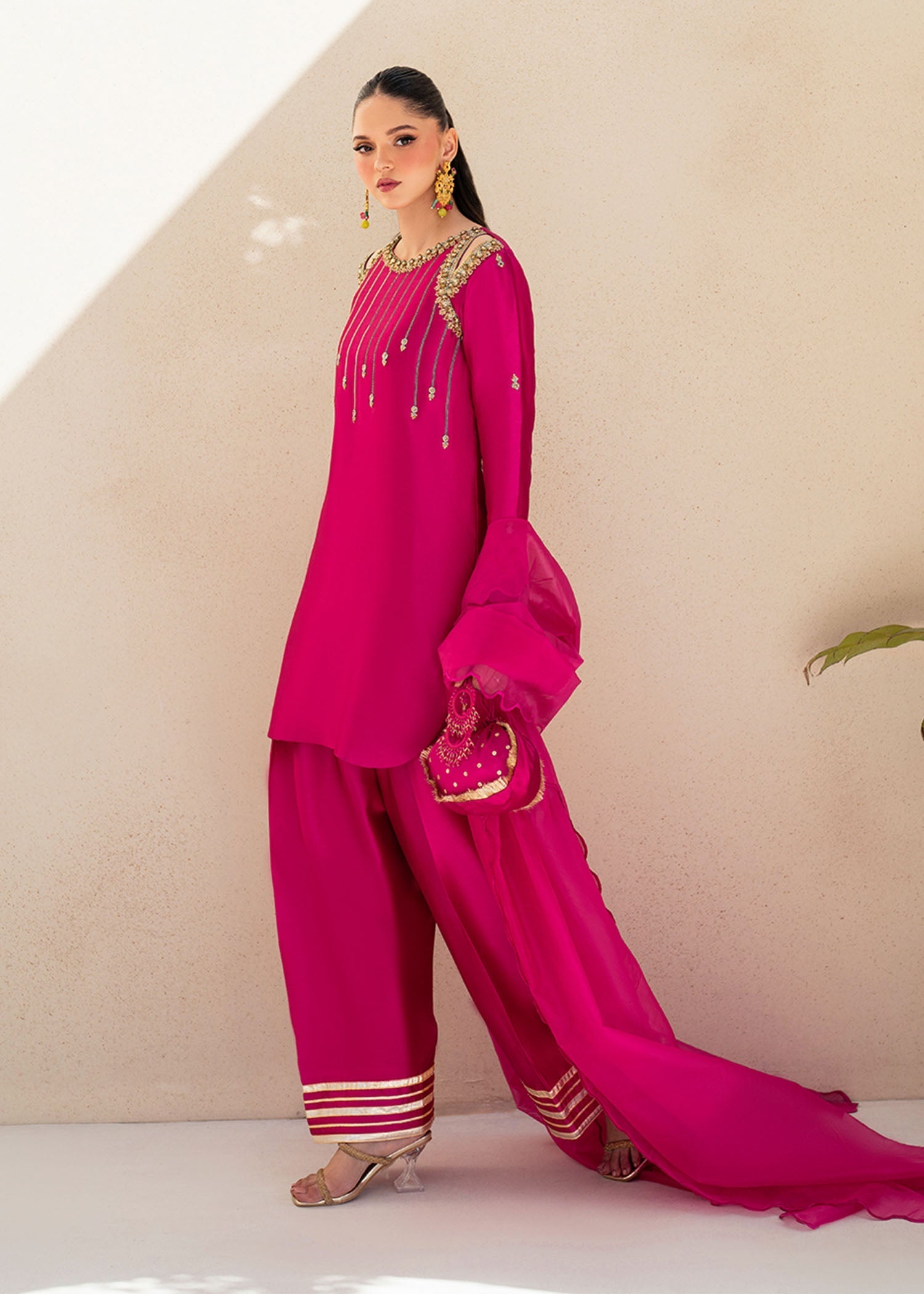 Dastoor | Maahi Luxury Pret 25 | Fuchsia Rose - Official Dastoor stockist in UK - Sakeena London