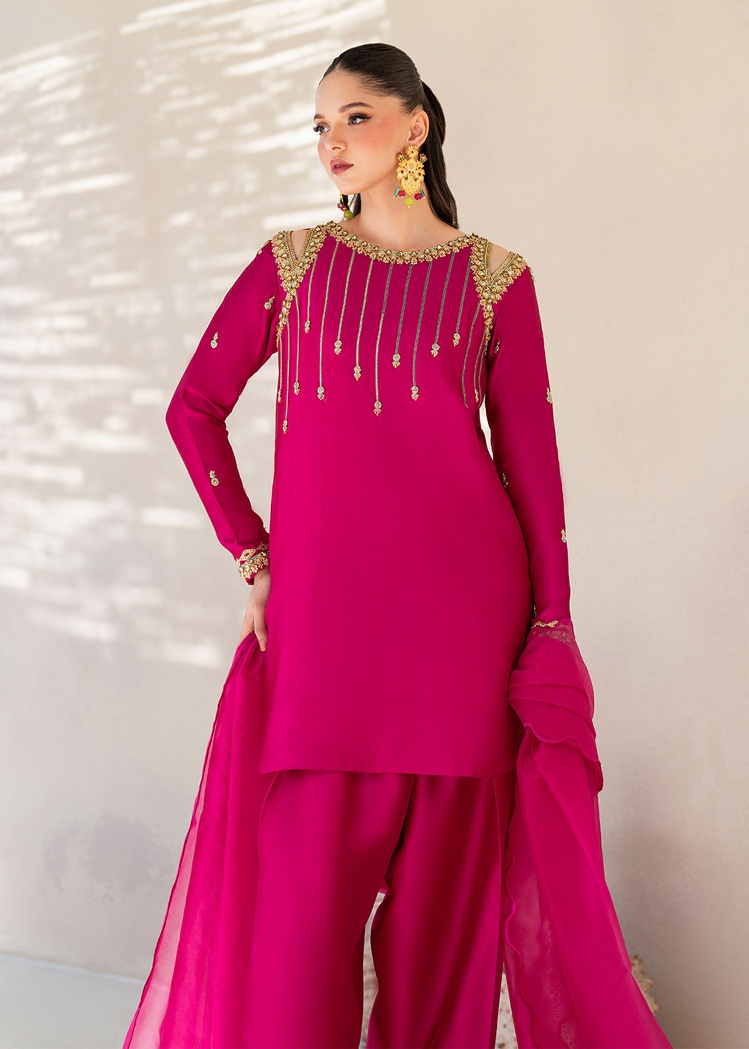 Dastoor | Maahi Luxury Pret 25 | Fuchsia Rose - Official Dastoor stockist in UK - Sakeena London