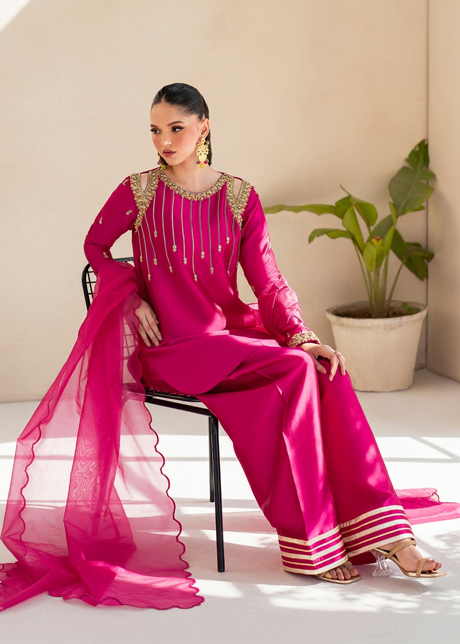 Dastoor | Maahi Luxury Pret 25 | Fuchsia Rose - Official Dastoor stockist in UK - Sakeena London