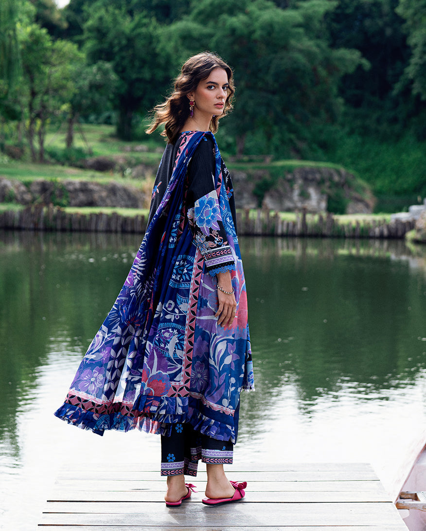 Roheenaz | Garden Veal Printed Lawn 25 |BlackBerry Frost - Official Roheenaz stockist in UK - Sakeena London