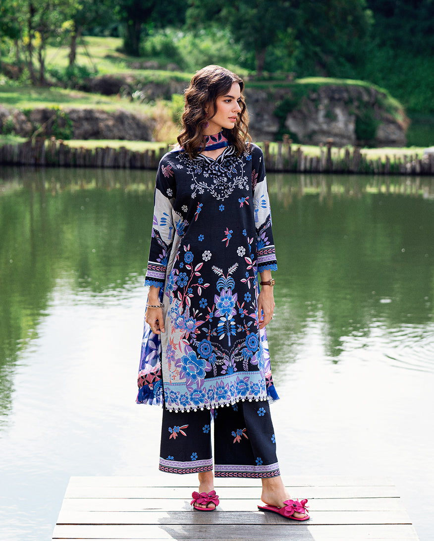 Roheenaz | Garden Veal Printed Lawn 25 |BlackBerry Frost - Official Roheenaz stockist in UK - Sakeena London