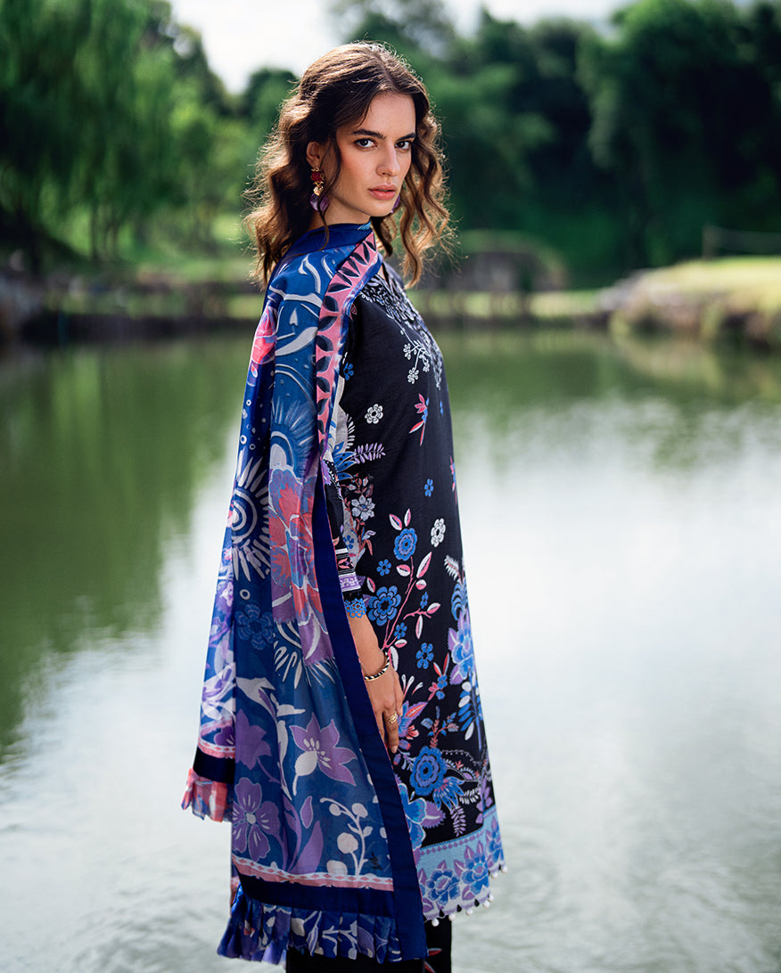 Roheenaz | Garden Veal Printed Lawn 25 |BlackBerry Frost - Official Roheenaz stockist in UK - Sakeena London