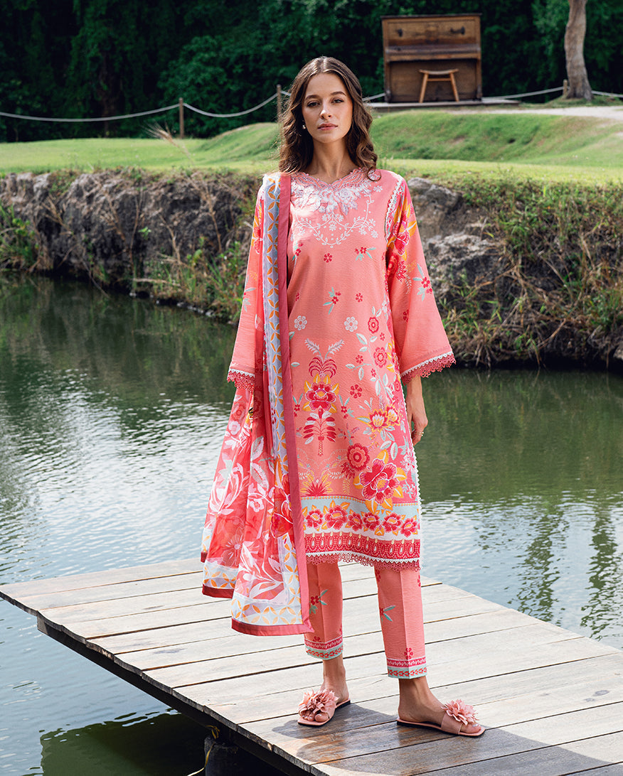 Roheenaz | Garden Veal Printed Lawn 25 | Berry Glint - Official Roheenaz stockist in UK - Sakeena London