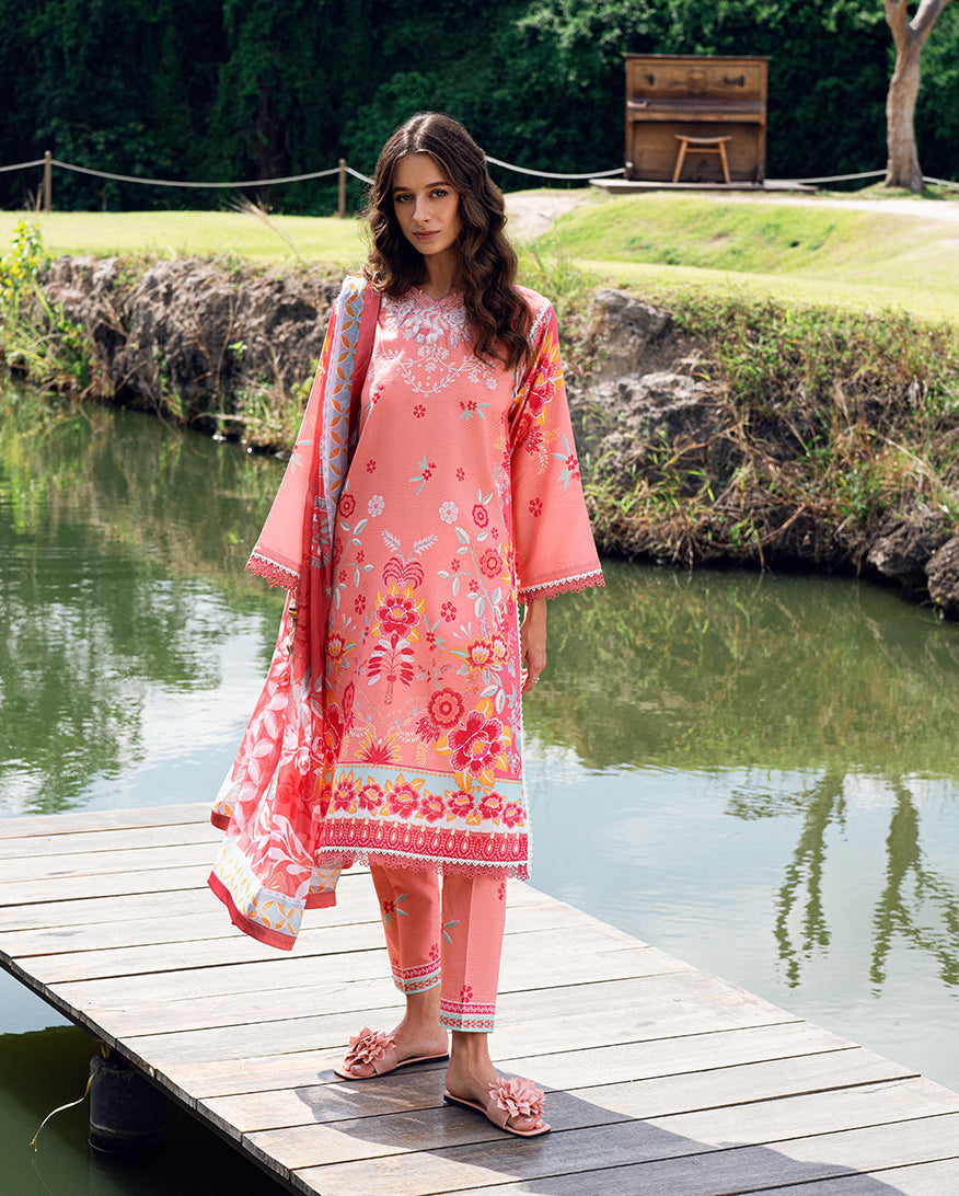 Roheenaz | Garden Veal Printed Lawn 25 | Berry Glint - Official Roheenaz stockist in UK - Sakeena London