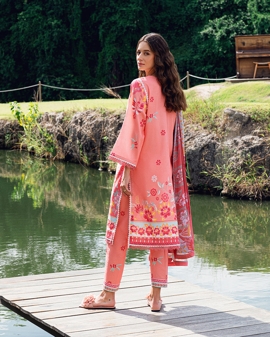 Roheenaz | Garden Veal Printed Lawn 25 | Berry Glint - Official Roheenaz stockist in UK - Sakeena London