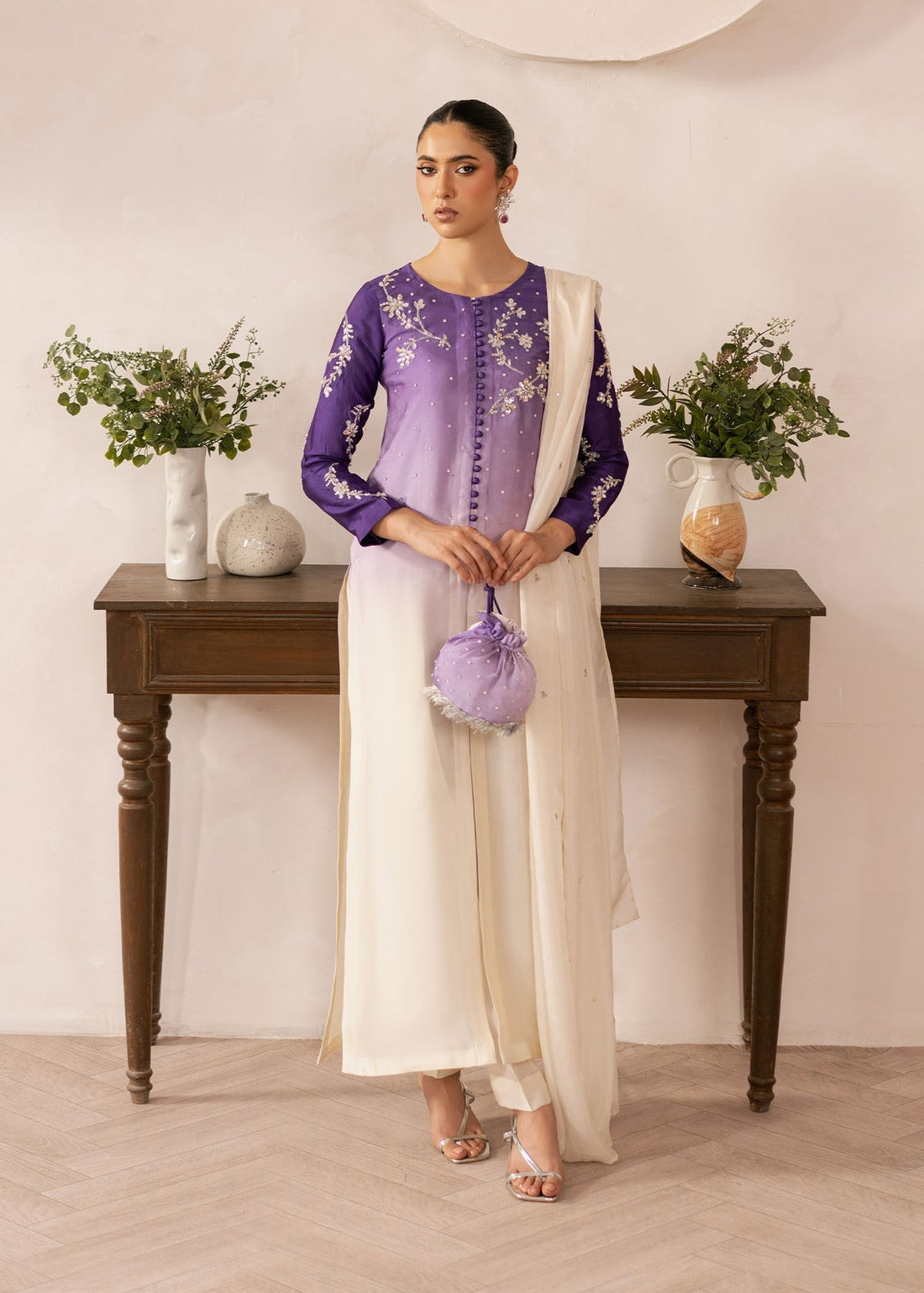 Dastoor | Rania Luxury Pret 25 | Purple Ombre - Official Dastoor stockist in UK - Sakeena London