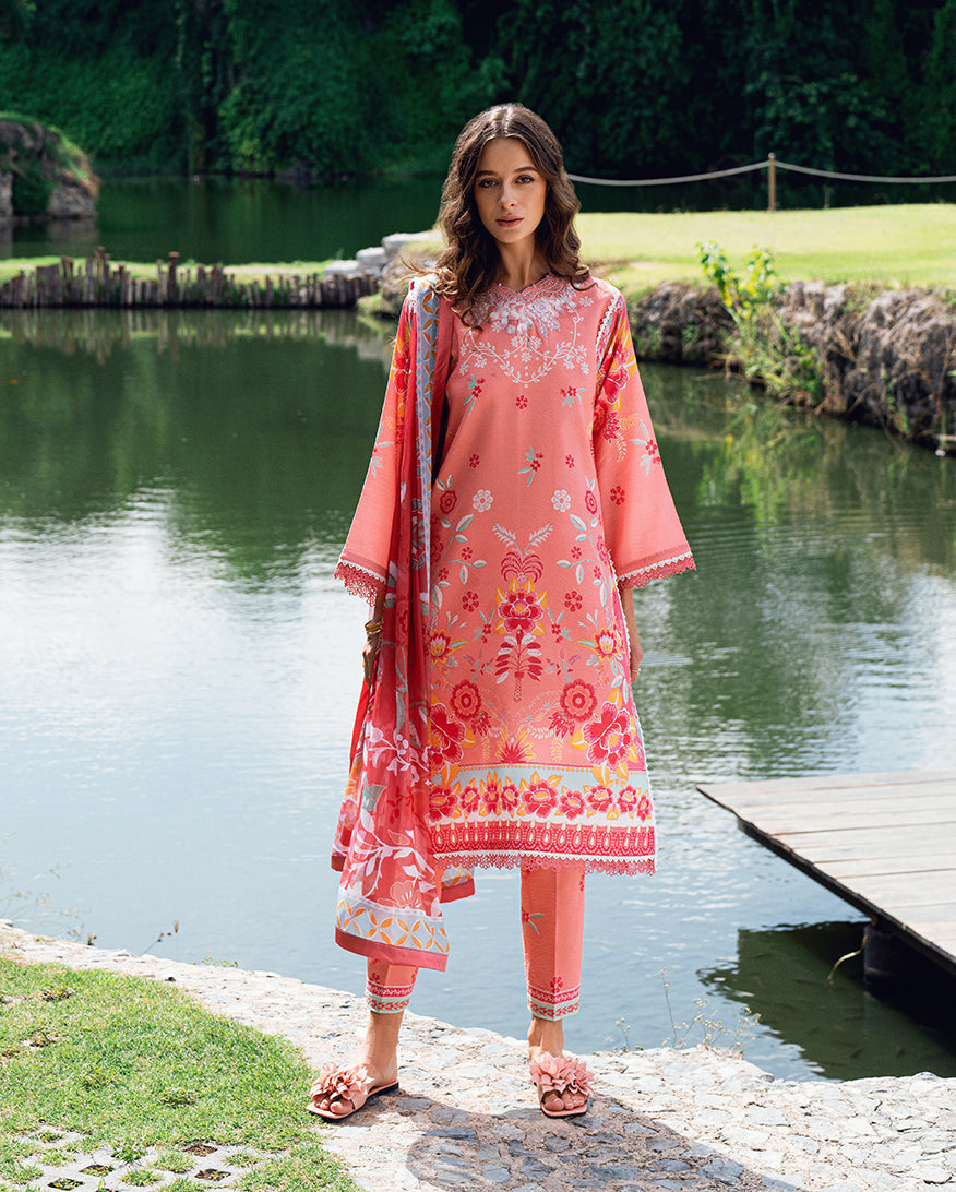 Roheenaz | Garden Veal Printed Lawn 25 | Berry Glint - Official Roheenaz stockist in UK - Sakeena London