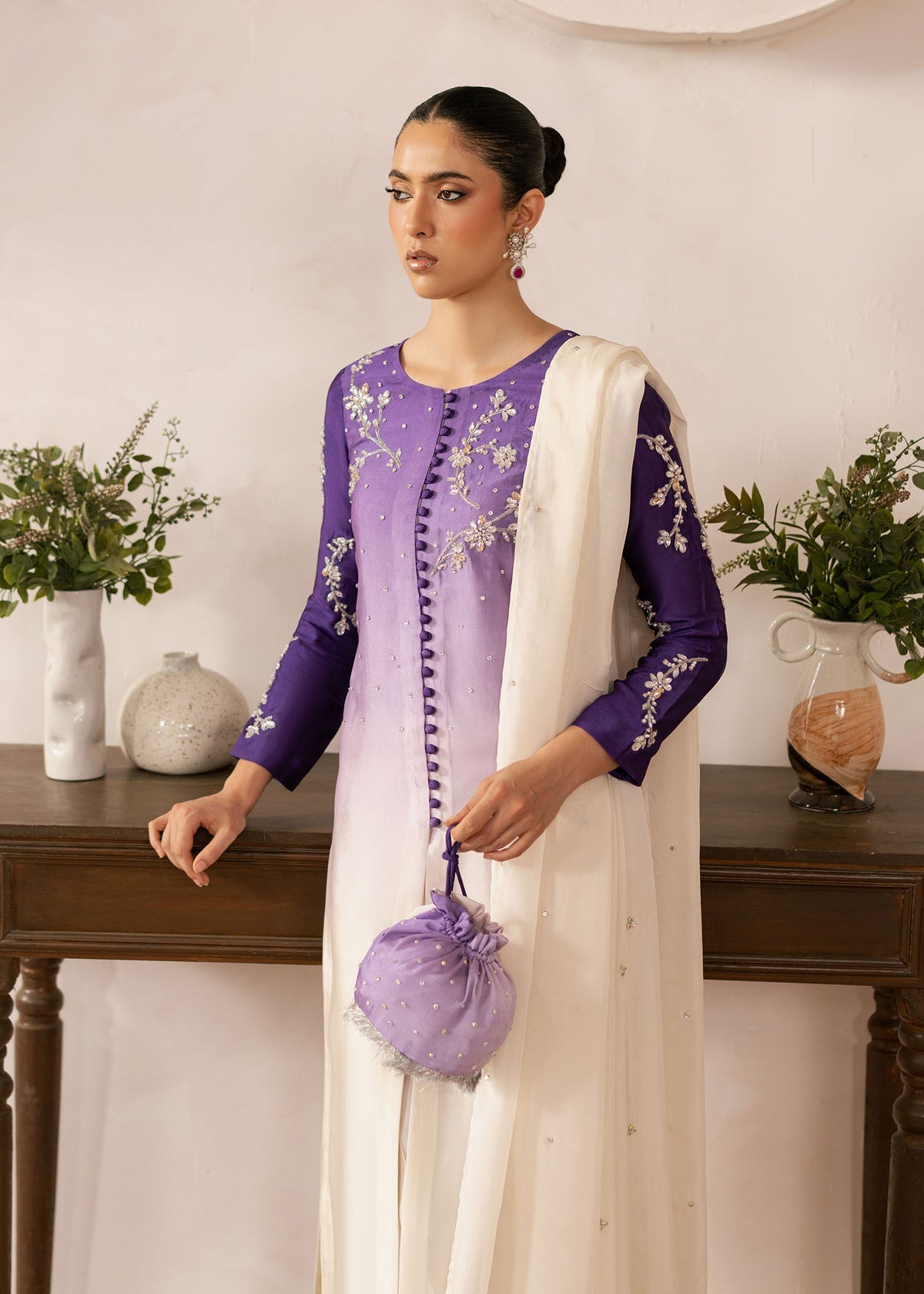 Dastoor | Rania Luxury Pret 25 | Purple Ombre - Official Dastoor stockist in UK - Sakeena London