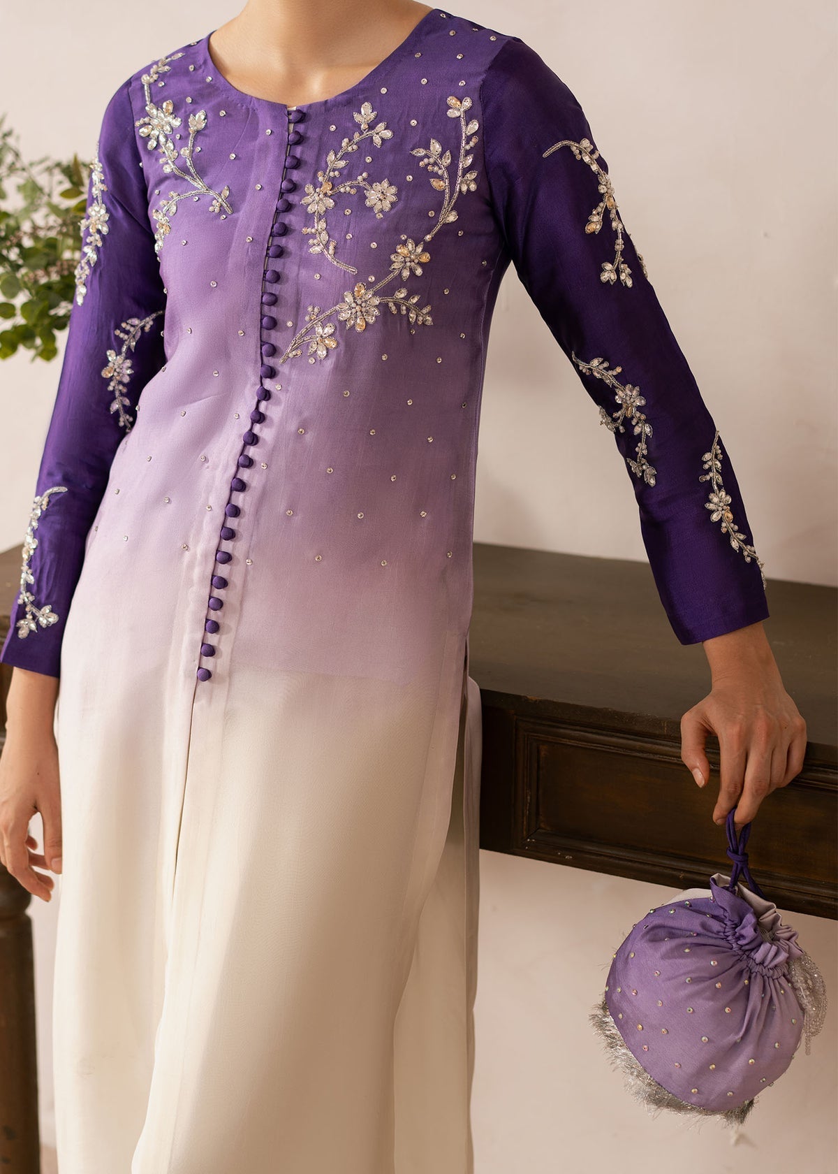 Dastoor | Rania Luxury Pret 25 | Purple Ombre - Official Dastoor stockist in UK - Sakeena London