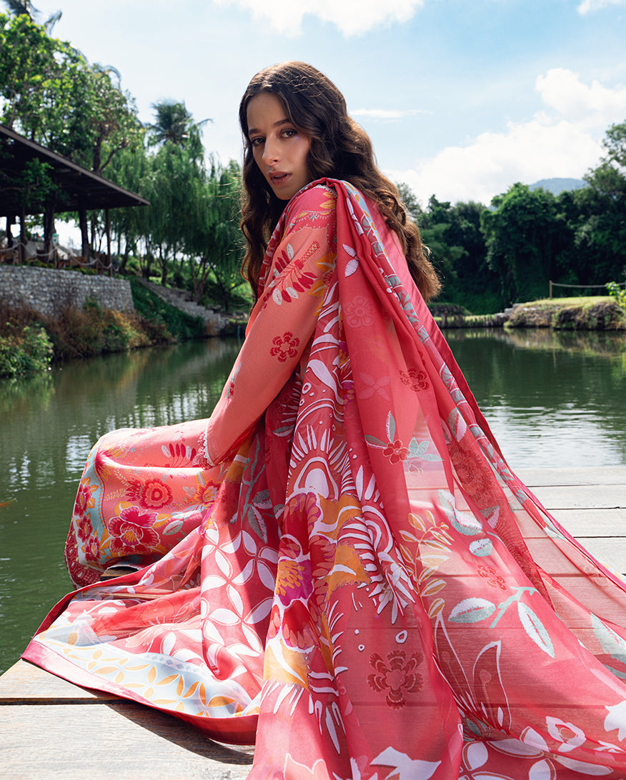 Roheenaz | Garden Veal Printed Lawn 25 | Berry Glint - Official Roheenaz stockist in UK - Sakeena London