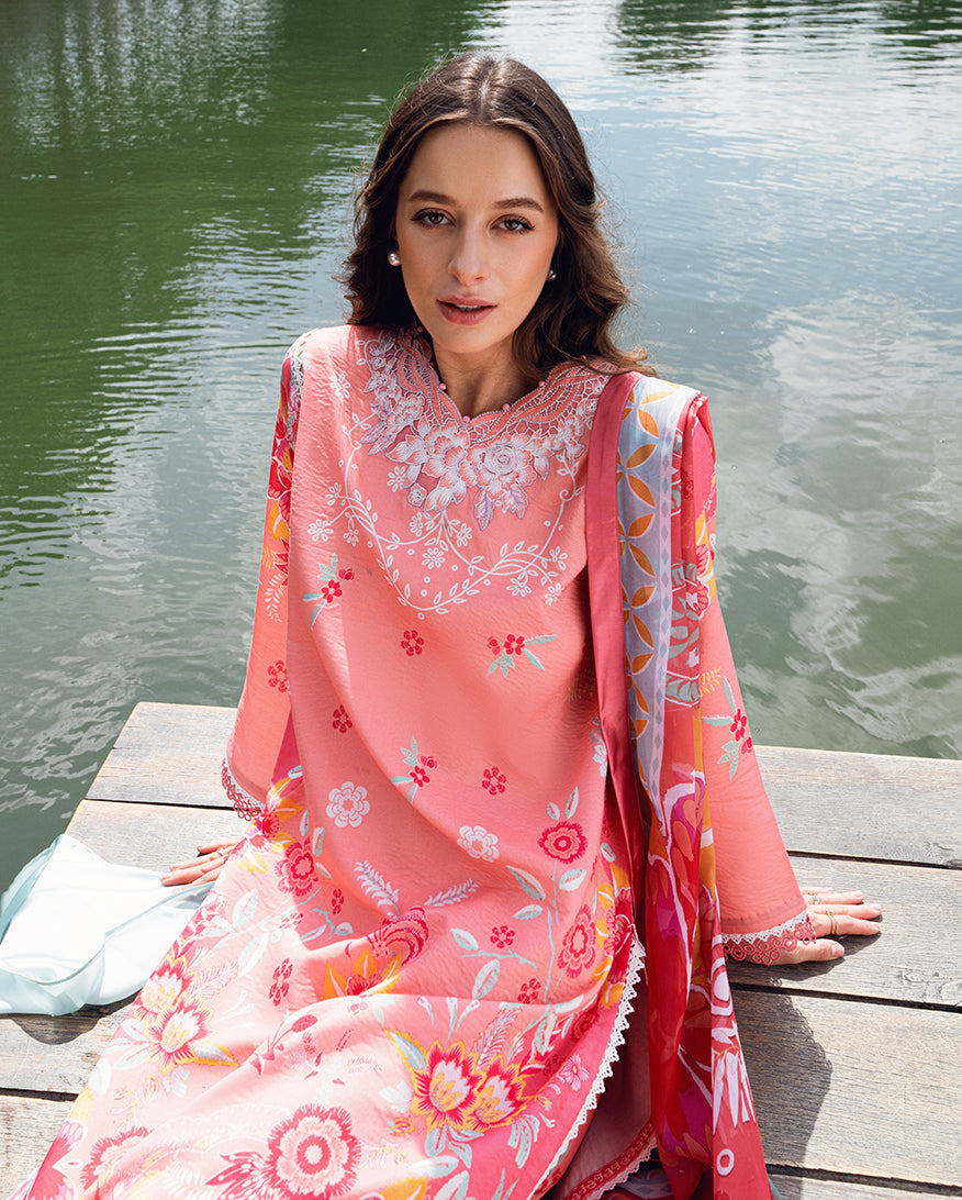 Roheenaz | Garden Veal Printed Lawn 25 | Berry Glint - Official Roheenaz stockist in UK - Sakeena London