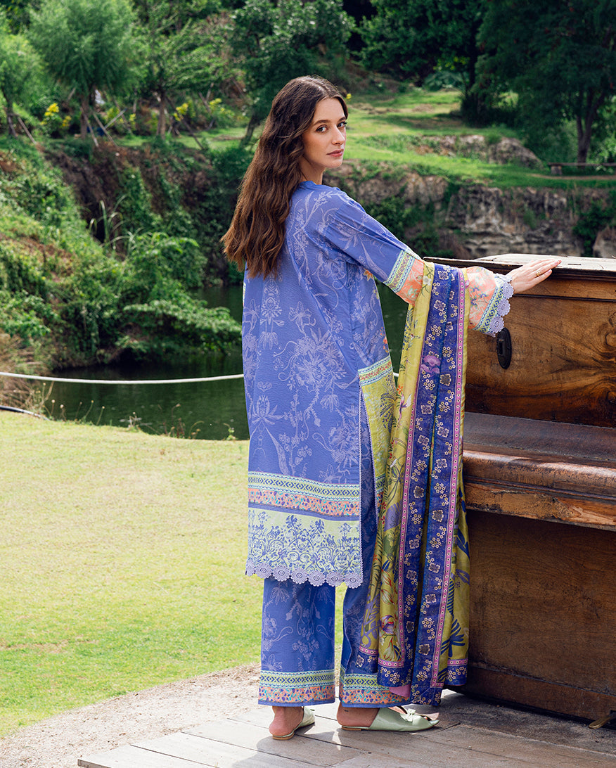 Roheenaz | Garden Veal Printed Lawn 25 | Inky Bloom - Official Roheenaz stockist in UK - Sakeena London