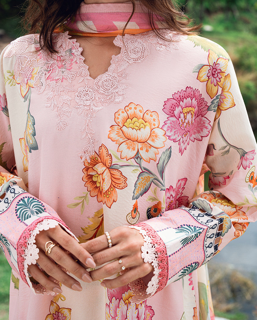 Roheenaz | Garden Veal Printed Lawn 25 |Wildflower fluff - Official Roheenaz stockist in UK - Sakeena London