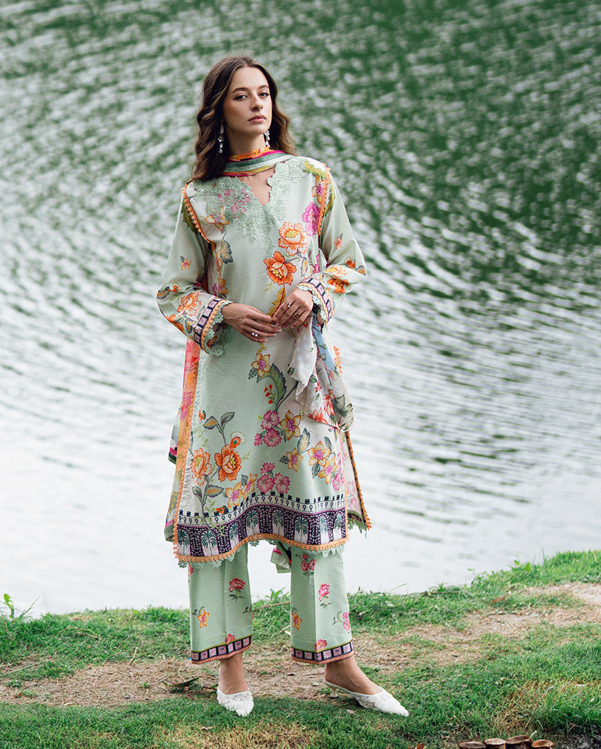 Roheenaz | Garden Veal Printed Lawn 25 | Crimson Whisper - Official Roheenaz stockist in UK - Sakeena London