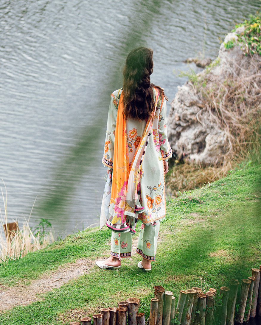 Roheenaz | Garden Veal Printed Lawn 25 | Crimson Whisper - Official Roheenaz stockist in UK - Sakeena London